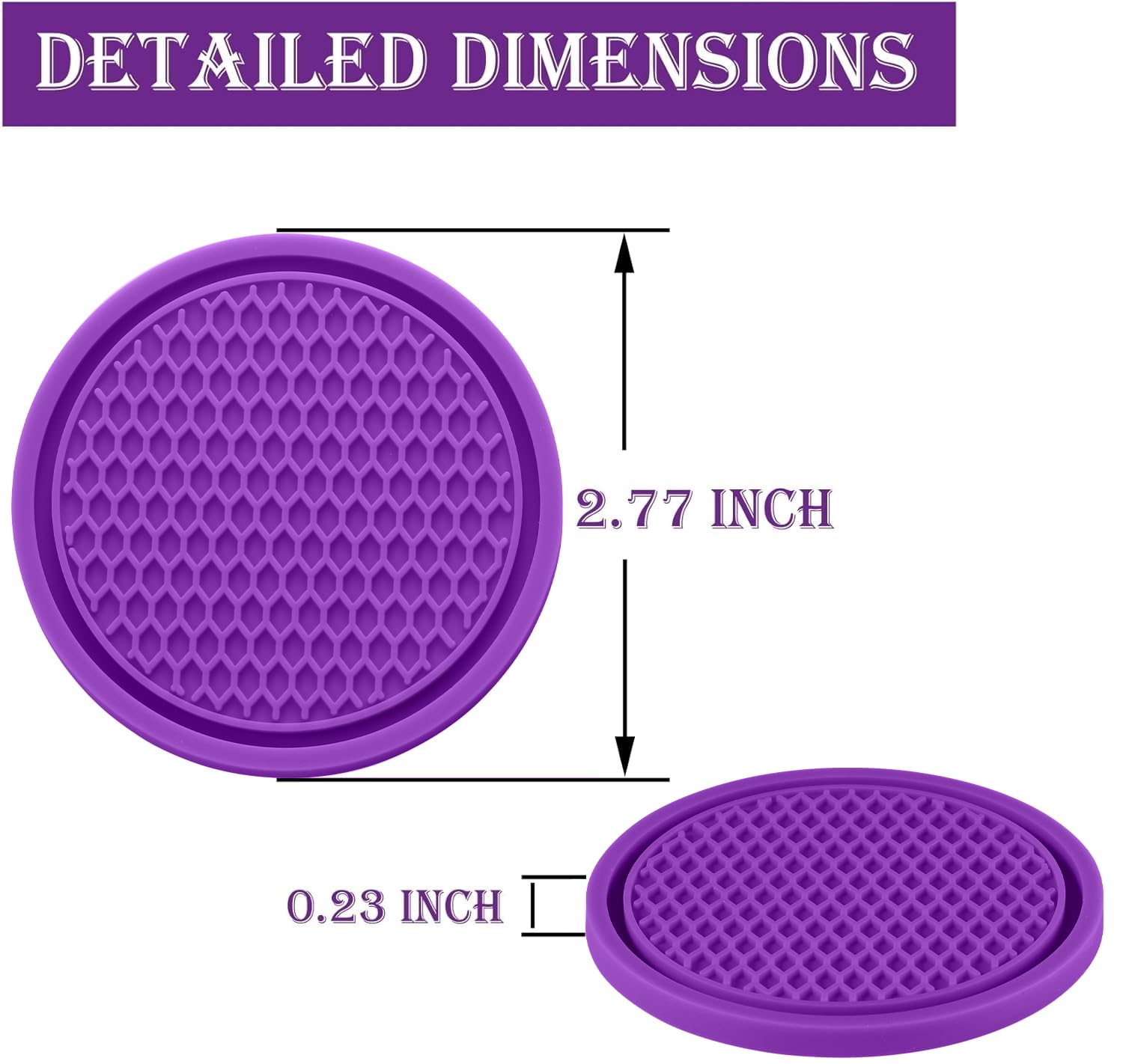 Singaro Car Cup Coaster, 4Pcs Universal Non-Slip Cup Holders Embedded In Ornaments Coaster, Car Interior Accessories, Purple