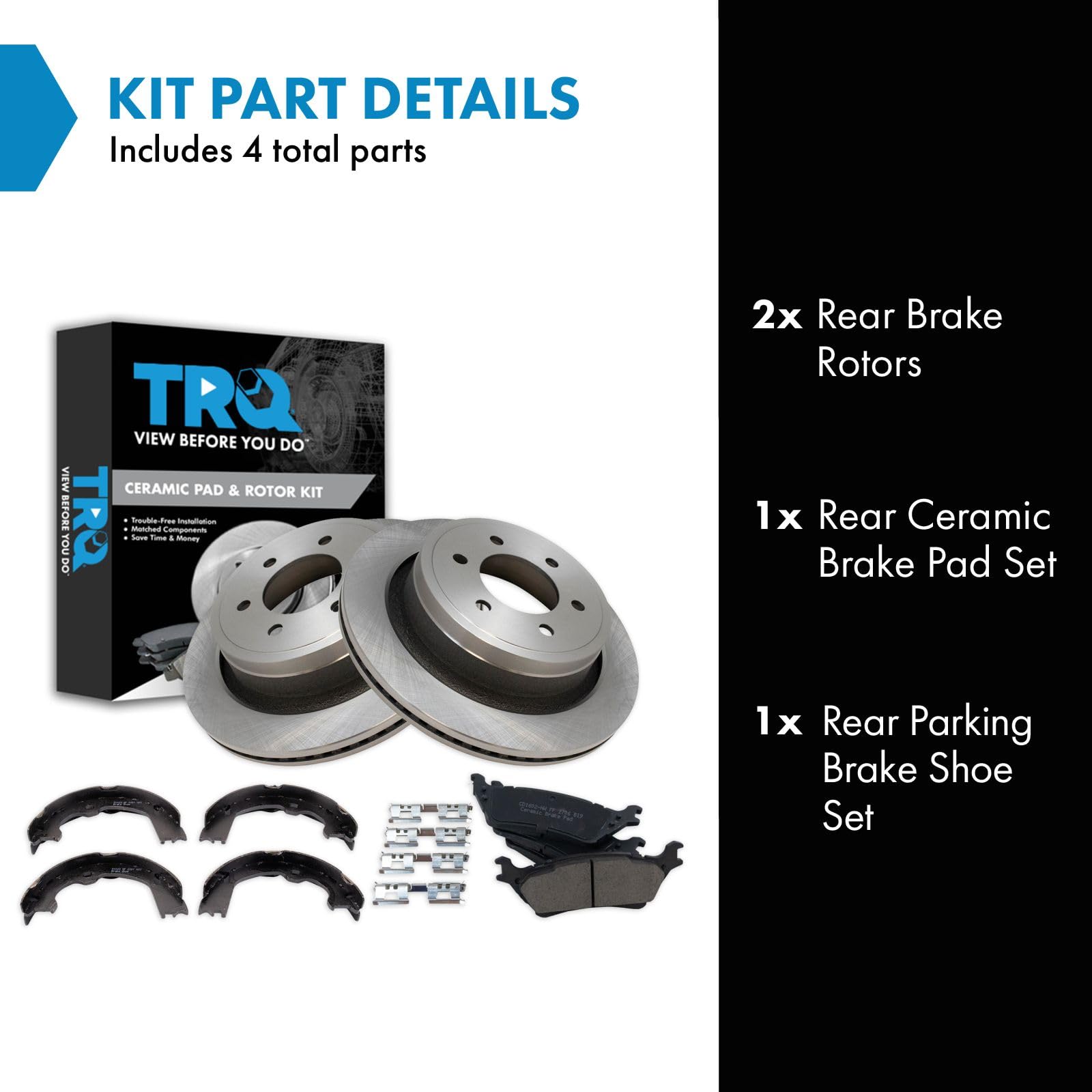 Trq Rear Ceramic Brake Pad & Rotor Kit Compatible With 2012-2016 Ford F-150