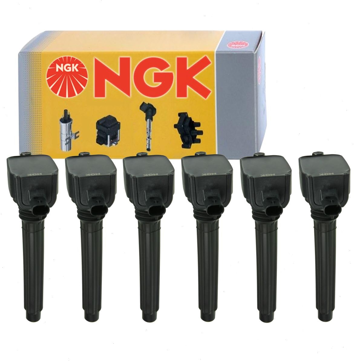 6 pc NGK Ignition Coils compatible with Jeep Wrangler 3.6L V6 2012-2017