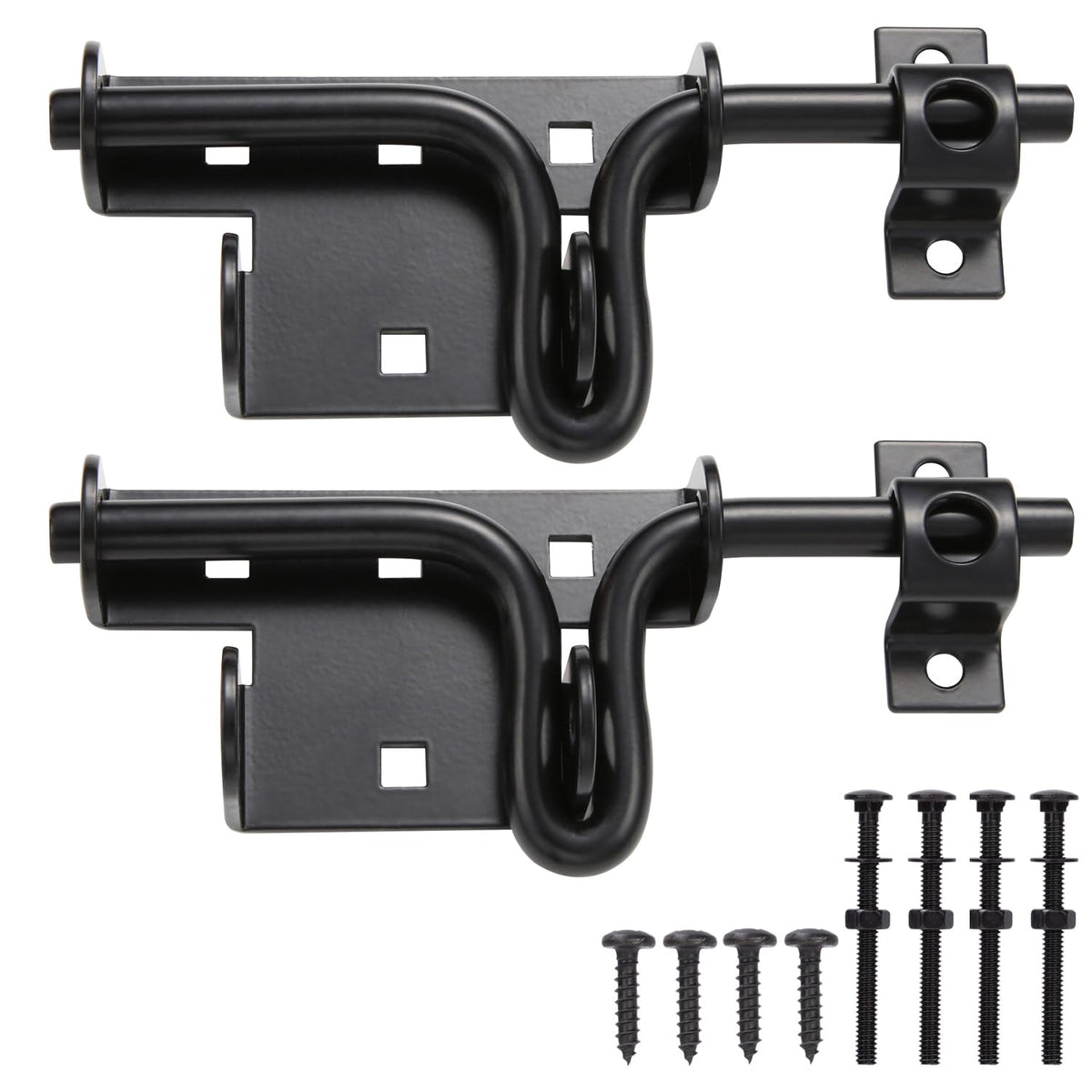 Sankins 2 Pcs Slideing Bolt Gate Latch,Sliding Bolt Door Lock With Padlock Hole, Heavy Duty Hardware Gate Latch For Wooden Fence, Shed Yard Barn Door, Outdoor Latch, Solid Thickened Steel, Black