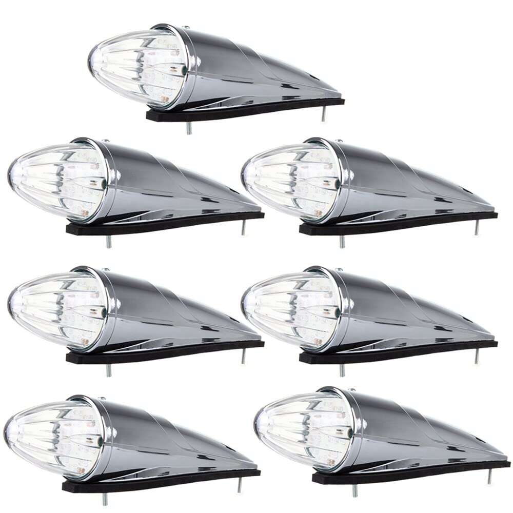 Cciyu 7X 17Led Amber Top Roof Running Bulbs Clear Lens Torpedo Marker Lamp Amber Led Replacement Fit For Heavy Duty Trucks For Kenworth For Peterbilt For Freightliner Mack Upper Roof Cab Light