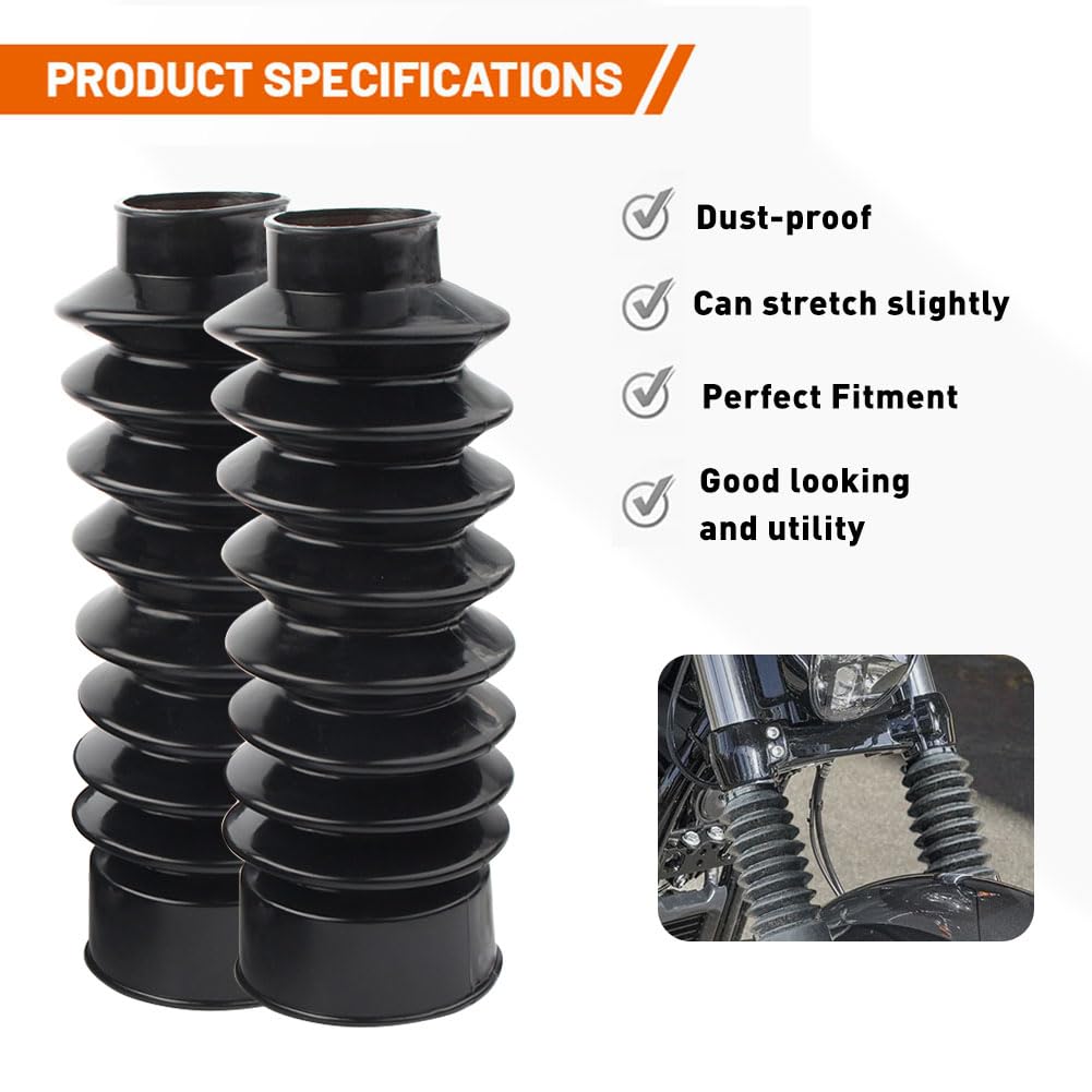 Newsmarts Motorcycle 41Mm Fork Covers Front Rubber Gaiters Gators Shock Boots For Harley Softail Fxst Dyna Fxdwg
