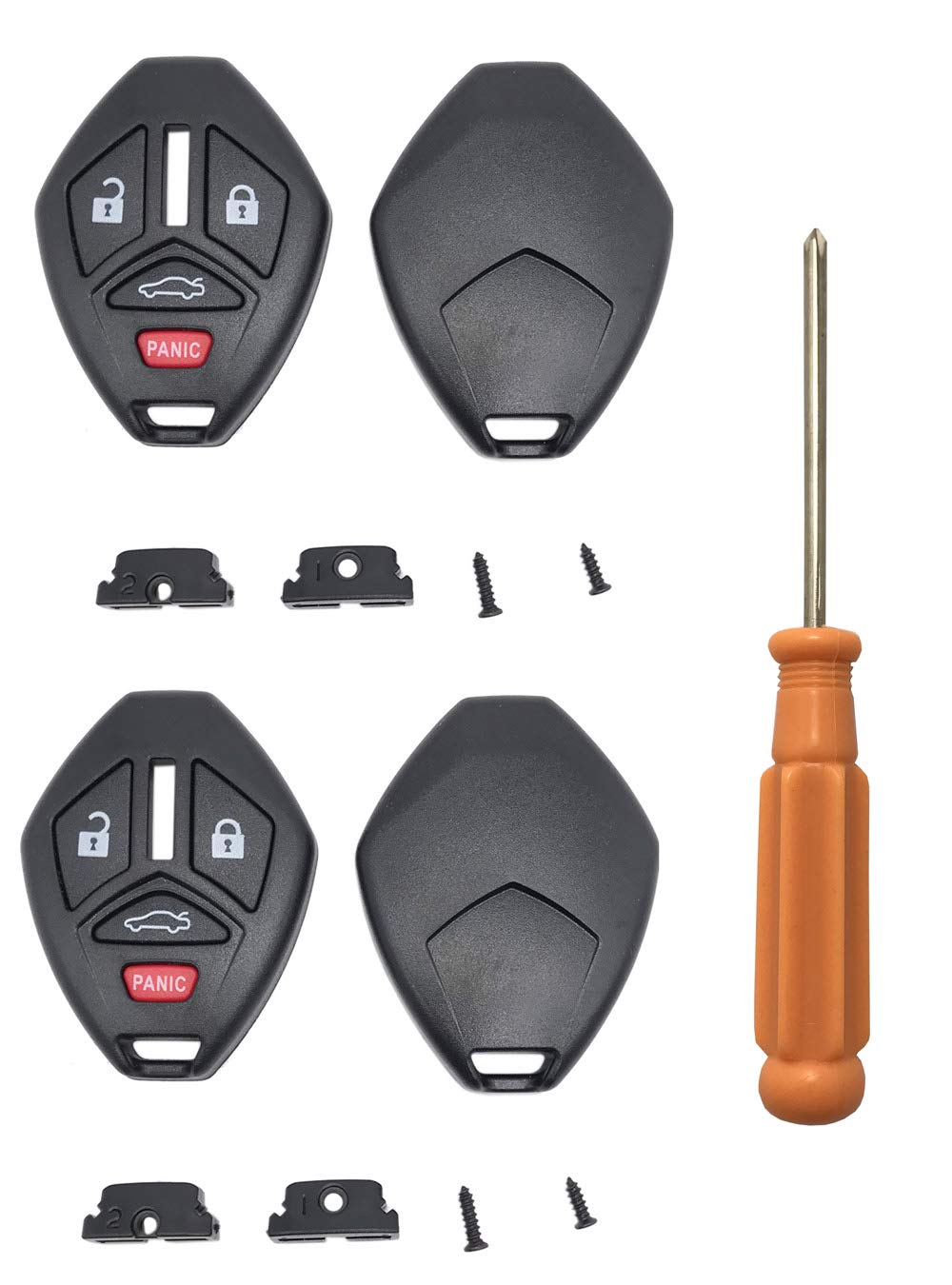 4 Buttons Replacement Key Fob Cover Case Fits For 2007-2012 Mitsubishi Lancer Outlander Eclipse Galant Endeavor Keyless Entry Key Fob Shell (2Pcs)