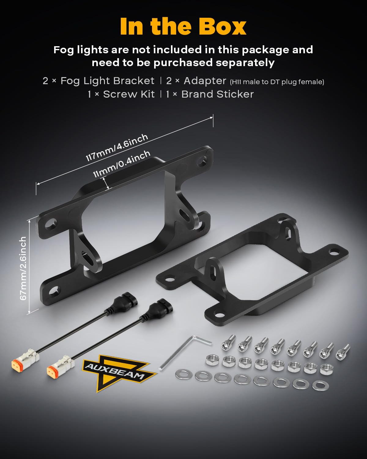 Auxbeam Color Play Series Fog Light Brackets, For Ford Honda Nissan Subaru Acura, Bracket & Adapter Included, Flush Mount Off Ro