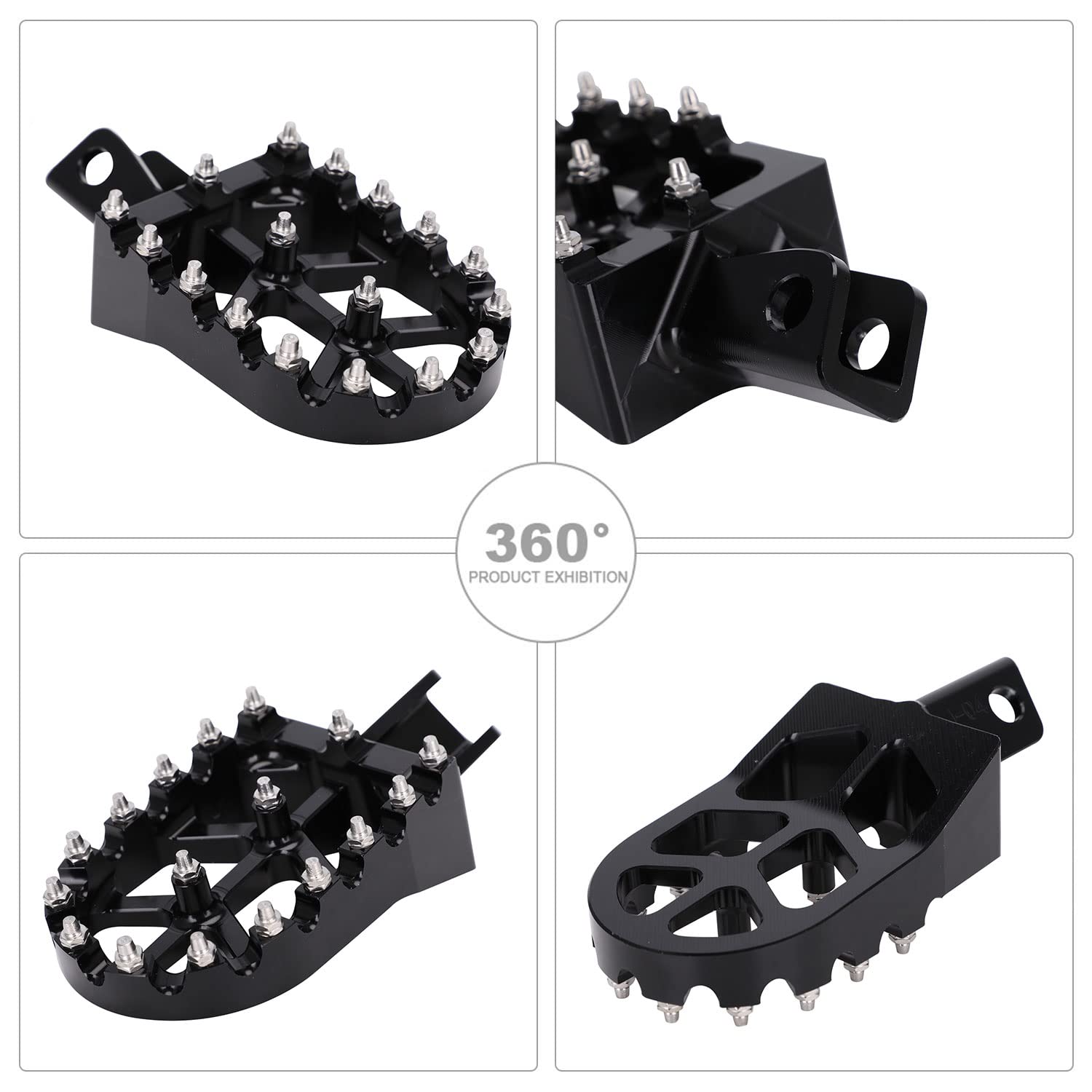 JFG RACING Motorcycle Footpegs CNC Metal Black for KLR 650 (1987-2018, 2021-2024)