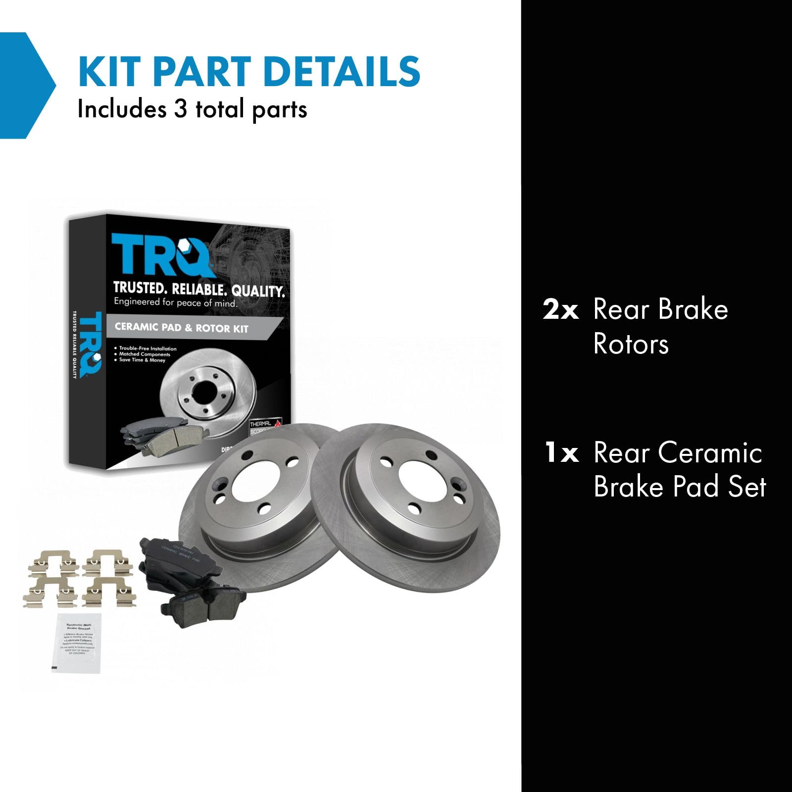 Trq Rear Brake Pad & Rotor Kit Brake Pads Brake Rotor Ceramic Compatible With 2008-2015 Mini Cooper