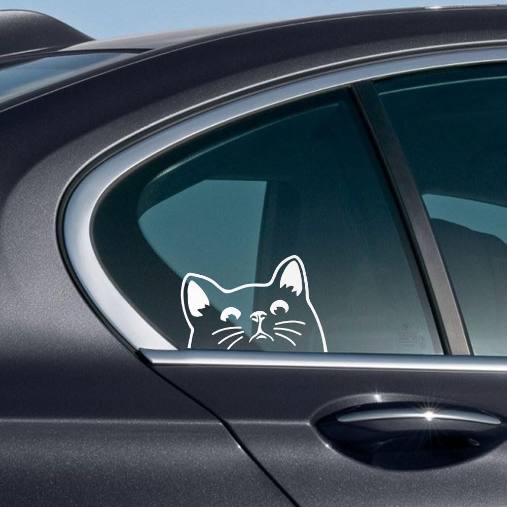 Wirester 6 Inch Clear Vinyl Decal Sticker Decoration For Car Window (Or Any Flat Surface) - Black Bombay Kitten Cat
