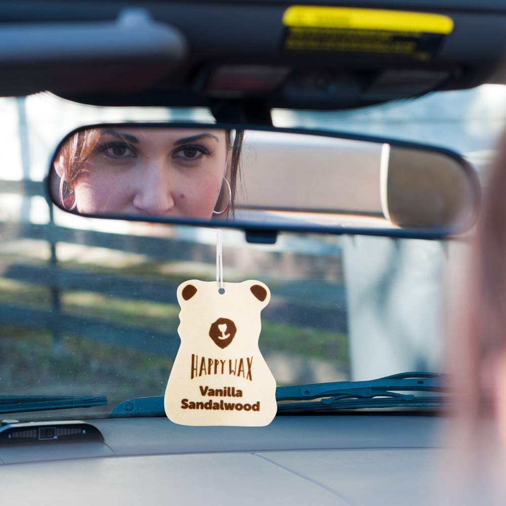 Happy Wax Hanging Car Air Freshener - Scented Car Freshener Infused W/Natural Essential Oils - Best Sellers 4-Pack (Calming Lave