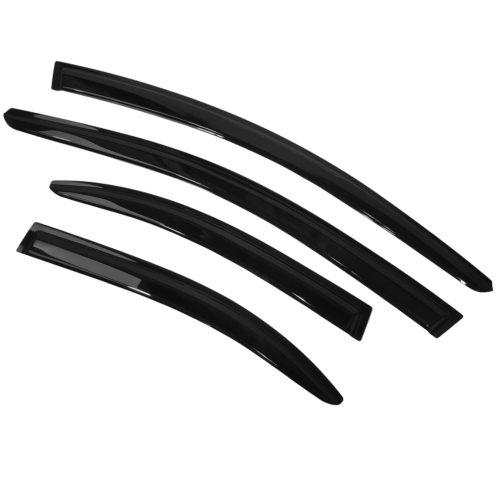 Window Visors Compatible with 2008-2017 Mitsubishi Lancer, Wind Deflector Rain Sun Guard Slim Style Tape On - Smoke Tint by IKON