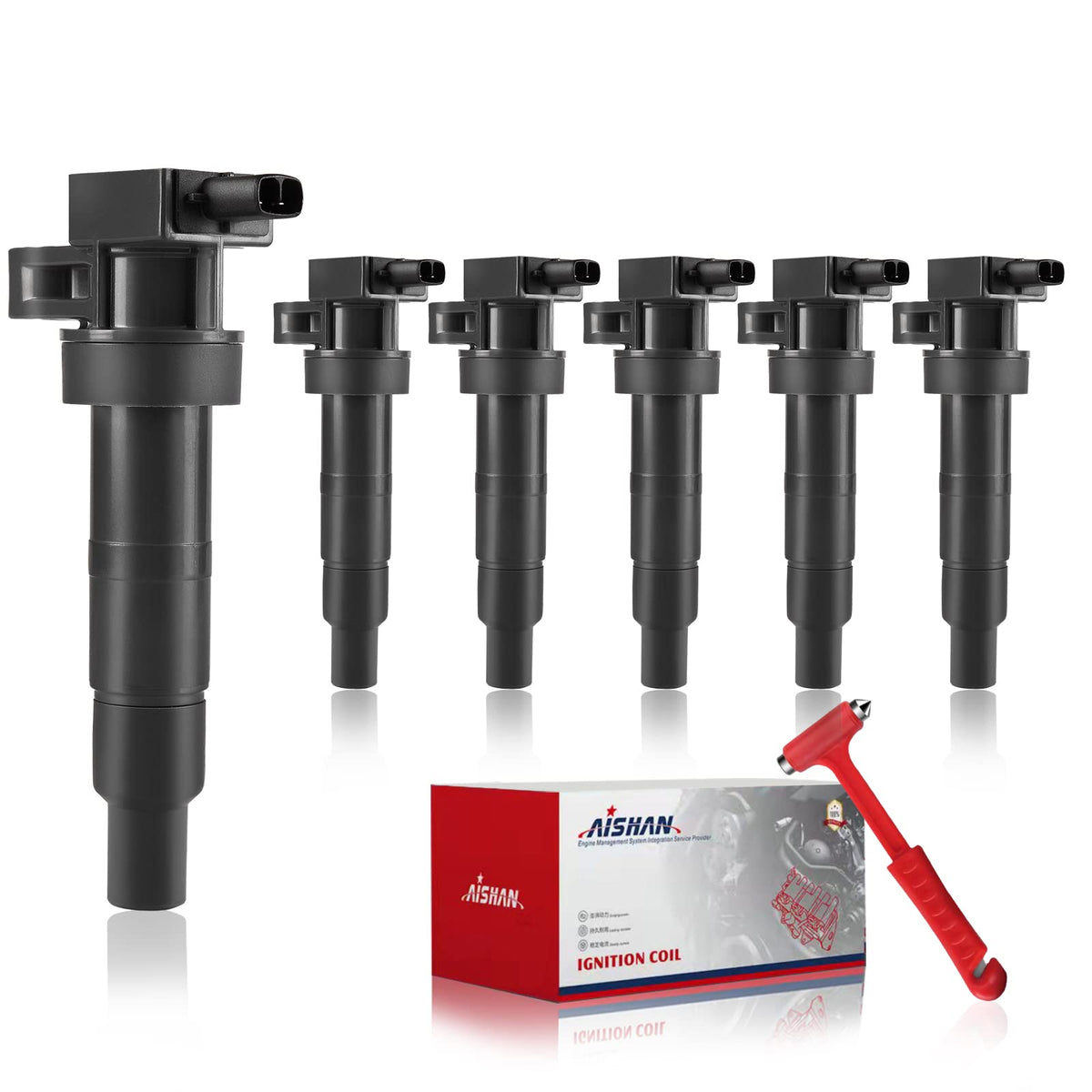 Aishan Set Of 6 Ignition Coil Pack Compatible With Hyundai Kia Genesis Azera Santa Fe Sonata Veracruz Sedona Sorento Cadenza Bor