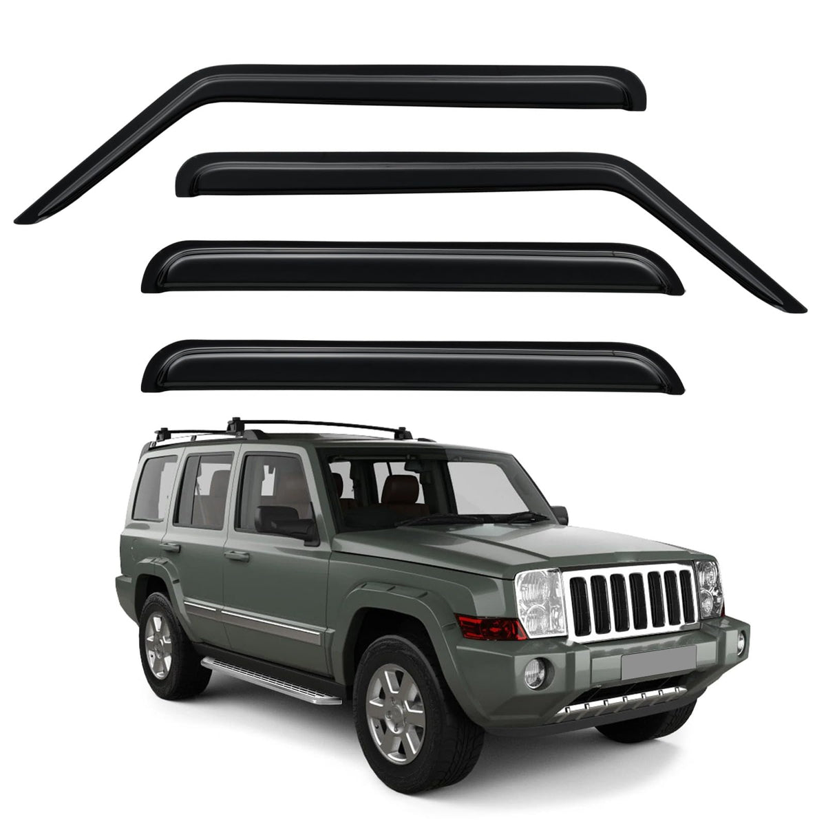 Window Visors Rain Guards for 2006-2010 Jeep Commander, Out-Channel Window Vent Wind Deflectors Visors Shades for 06-10 Jeep Com