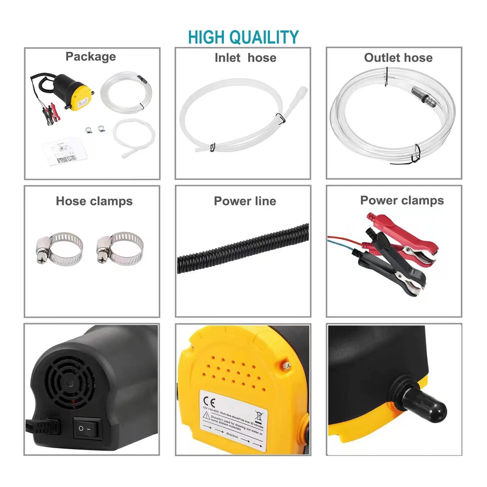 AIGMISON 12V 80W Oil Change Pump Extractor,Upgraded Electric Oil Pump with Overload Protection,Motor Oil Diesel Fluid Transfer P