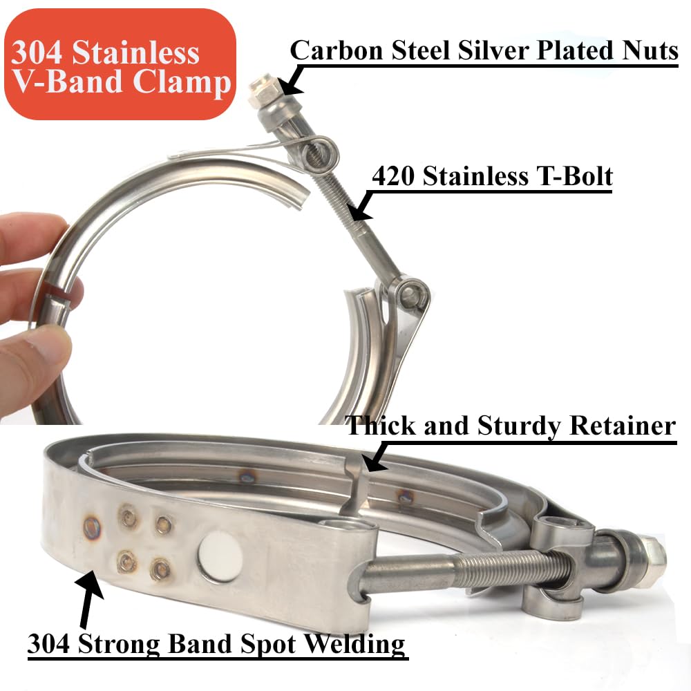 Elifecenter 4 Inch Exhaust V band Clamp 304 Stainless Steel V-Clamp for 4'' OD Flange Kits
