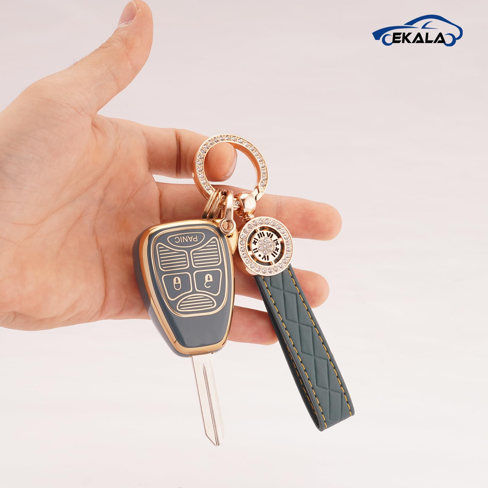 EKALA Key Fob Cover, 5 Buttons Key Shell Compatible with 2007-2018 Wrangler Compass Patriot, Dodge Ram Durango Dakota Chrysler(R