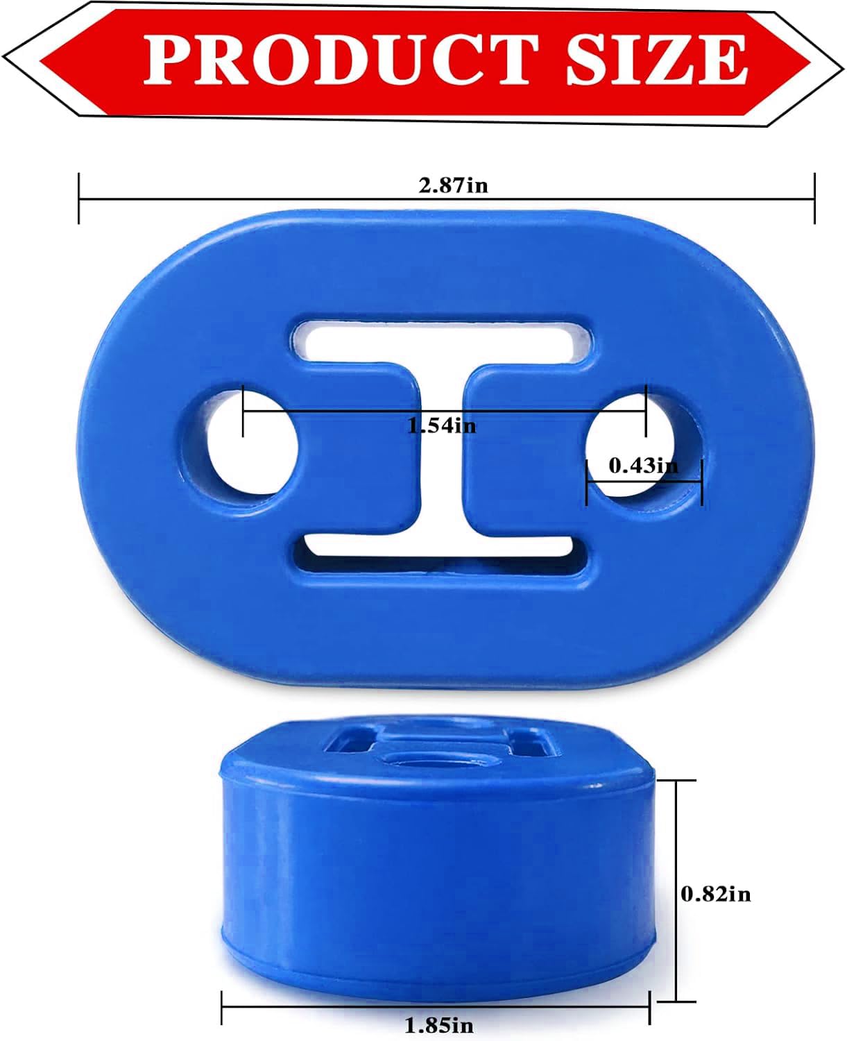 4Pcs Exhaust Hanger Rubber 2 Holes Adjustable Insulator Bushing Rubber Insulator High Density & Anti-Corrosion Rubber Universal