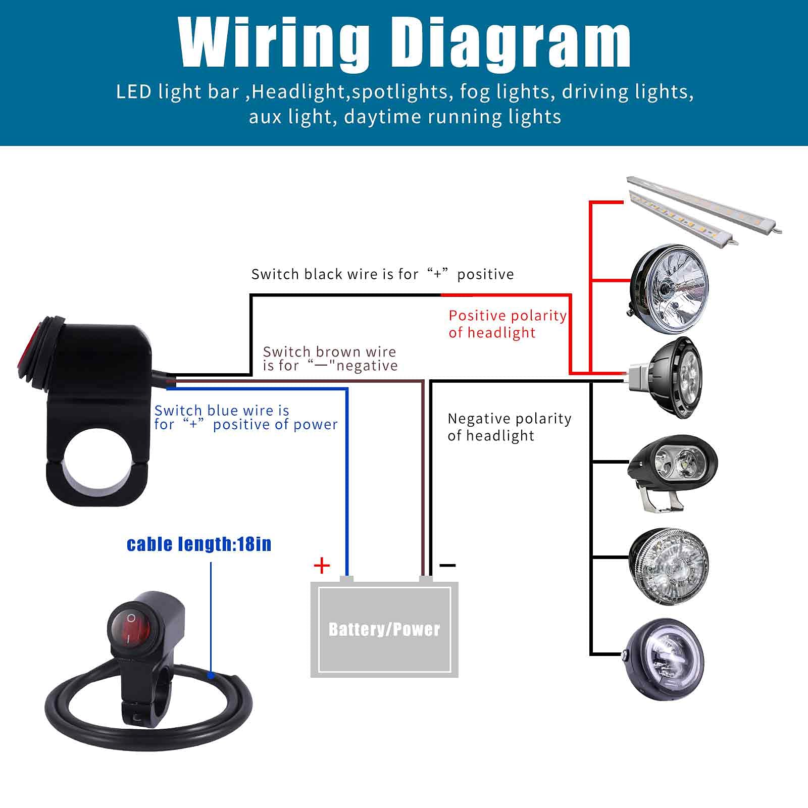 Stylemafia Waterproof Motorcycle Atv Led Light Bar Switch, Headlight Fog Light Spotlights Aux Light Switch For 12V Atv Mini Bike