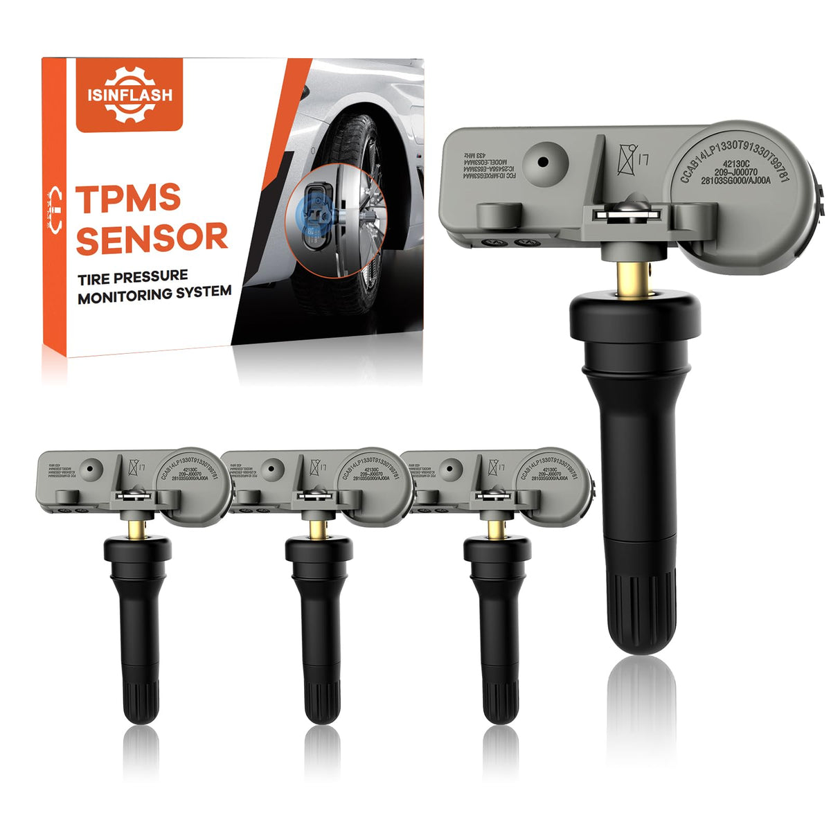 ISINFLASH TPMS Sensor, 315MHZ Tire Pressure Monitor System Sensors Compatible with Chevy GMC Buick Cadillac Pontiac Replace OE 1