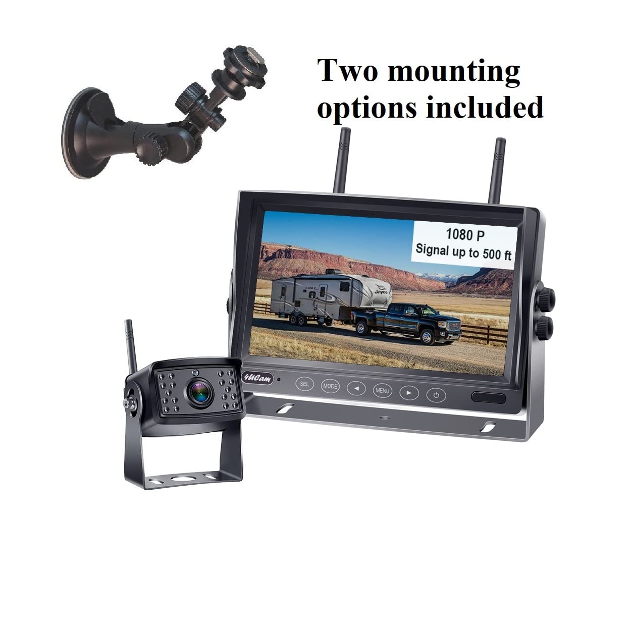 4Ucam Hd 1080P Digital Wireless Backup Camera + 7'' Dvr Monitor Quad-View Compatible For Voyager Wisight Prewire Rv, Trailer, 5T