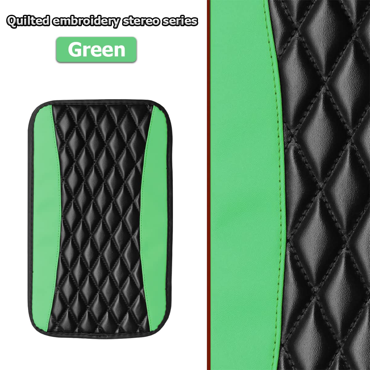 Moly Magnolia Car Center Console Cover, Leather Waterproof Armrest Seat Box Cushion Pad, Universal Decor Protector Mat, Auto Interior Accessories For Suv Truck Vehicle (Green)