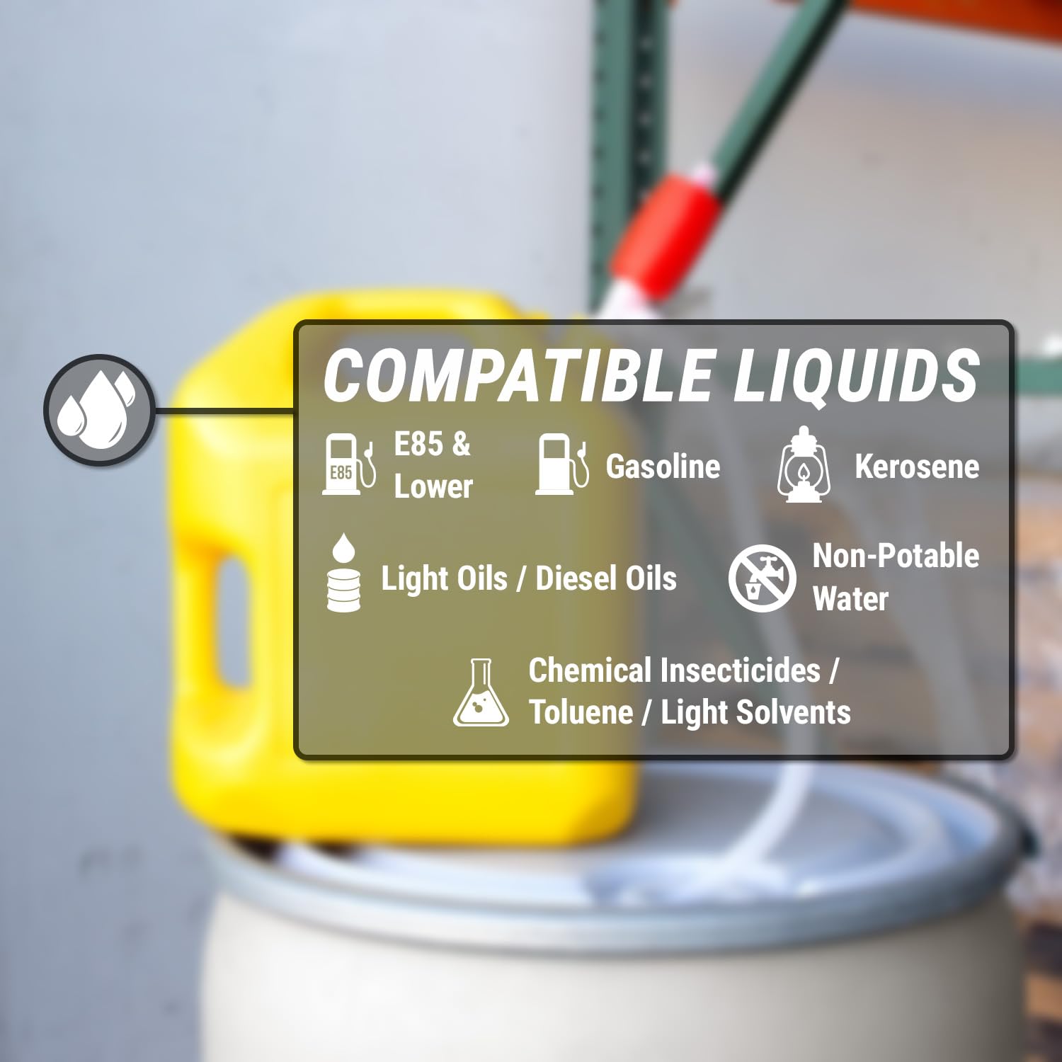 TERA PUMP - Heavy Duty Water Based Chemical Resistant Manual Hand-Operated Siphon Pump for Gas, Chemical Insecticides, Diesel, l