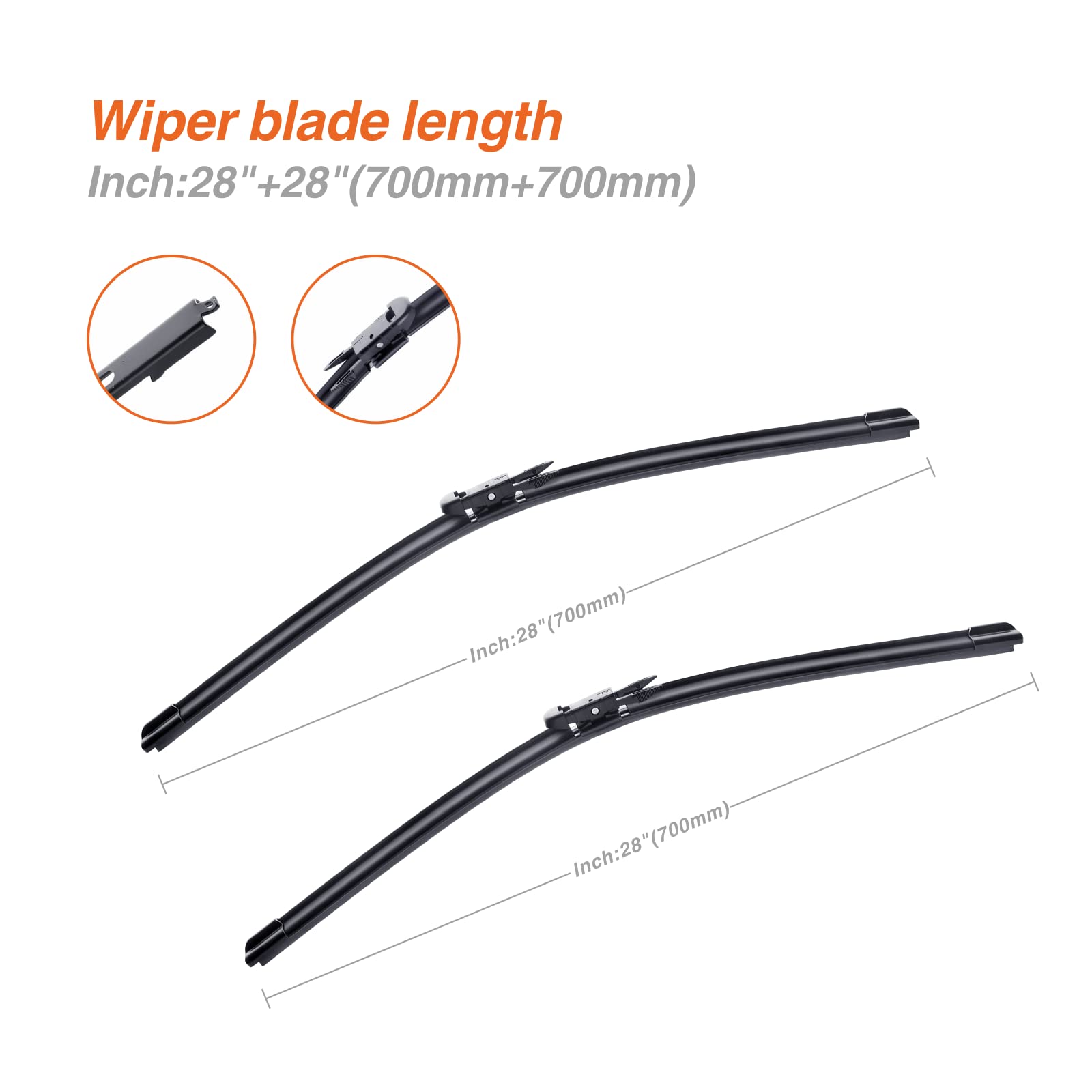 Wowiper Wiper Blades 28' + 28' Automotive Replacement Windshield Wiper Blades For My Car Premium All-Seasons Oe Quality Wipers For Front Windshield(Set Of 2)