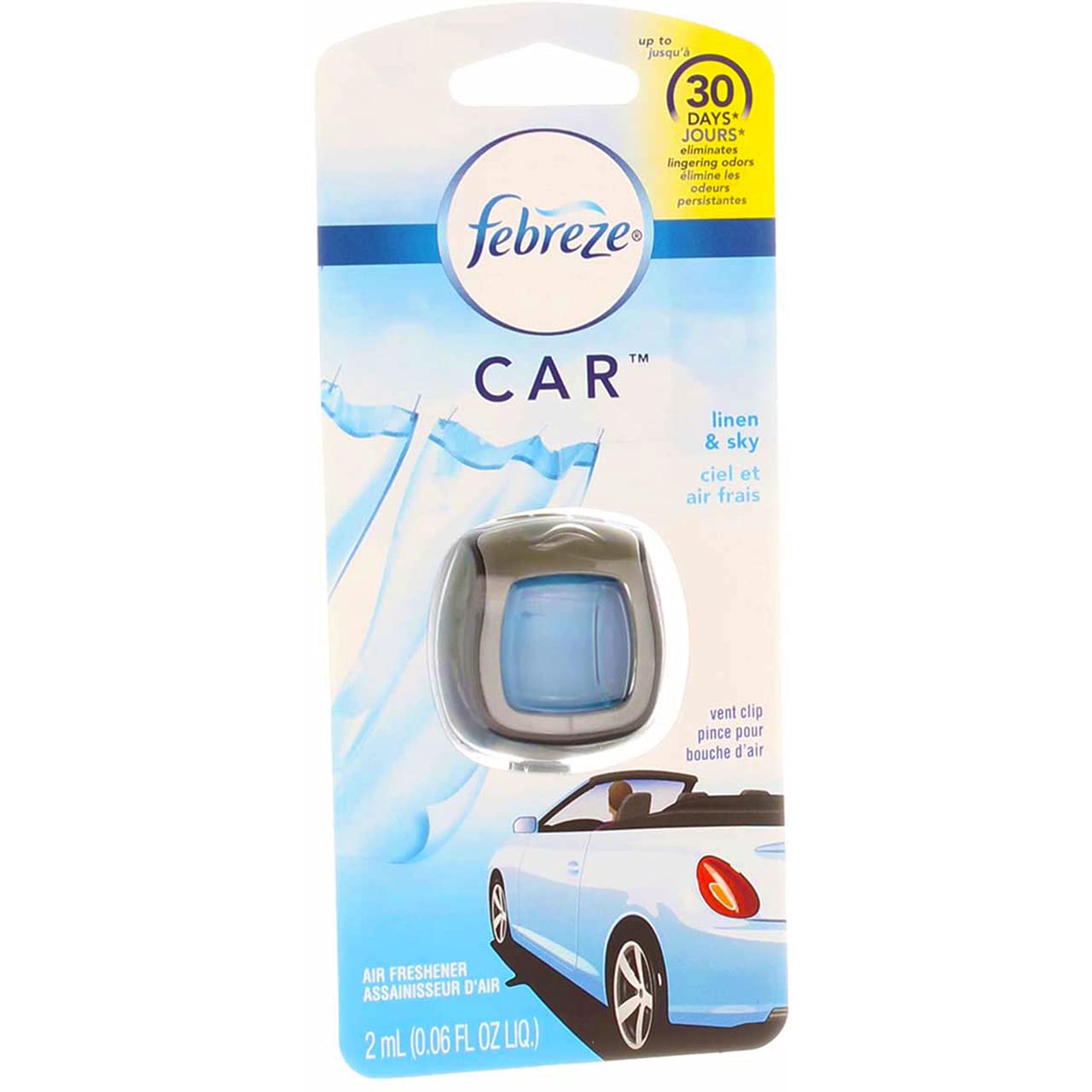 Febreze Car Vent Clip Air Freshener, Linen & Sky 1 Ea