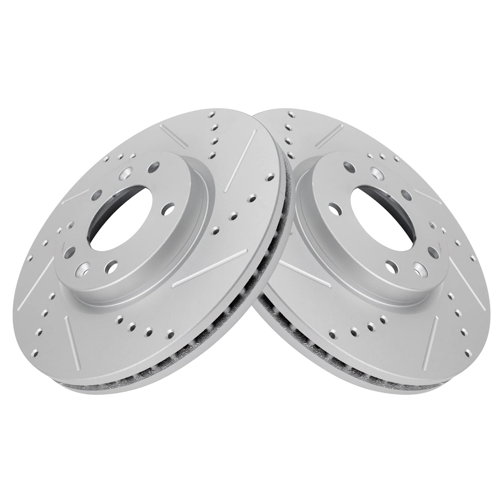 Trq Front Performance Brake Rotors Set Premium G-Coated Cross Drilled & Slotted Compatible With 2007-2012 Mazda Cx-7