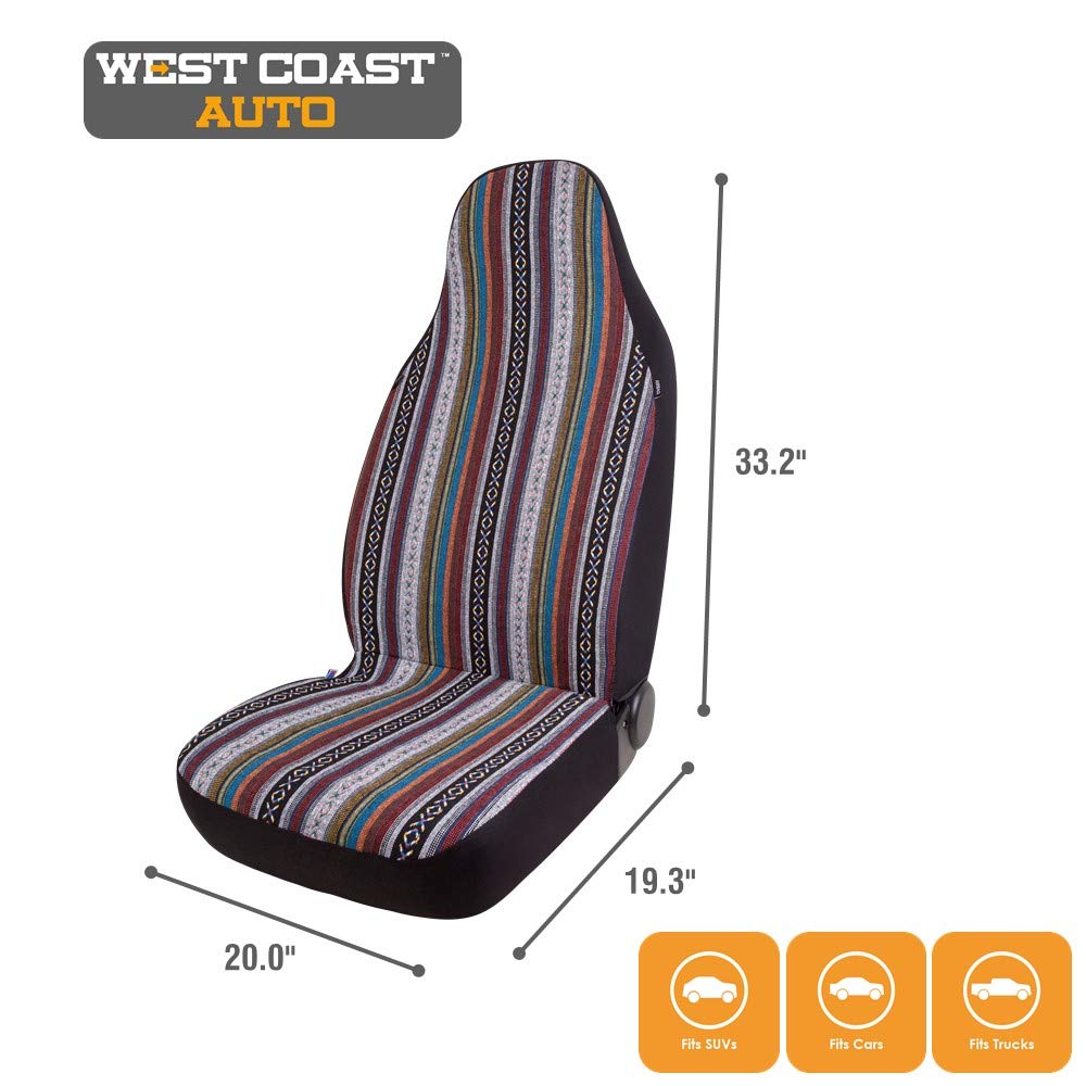 West Coast Auto Baja Blanket Bucket Seat Cover For Car, Truck, Van, Suv - Airbag Compatible (2Pcs National)