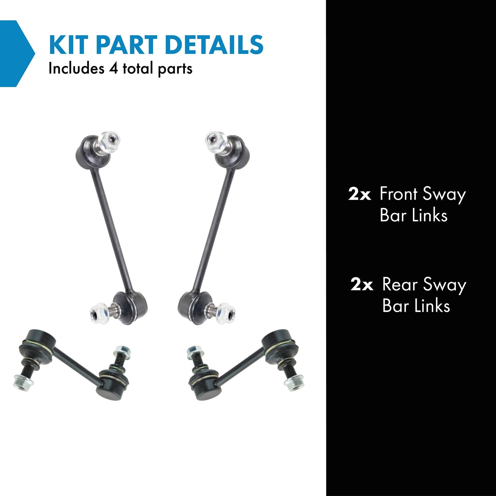 Trq Front & Rear Sway Bar Stabilizer Link Set Compatible With 2009-2013 Mazda 6