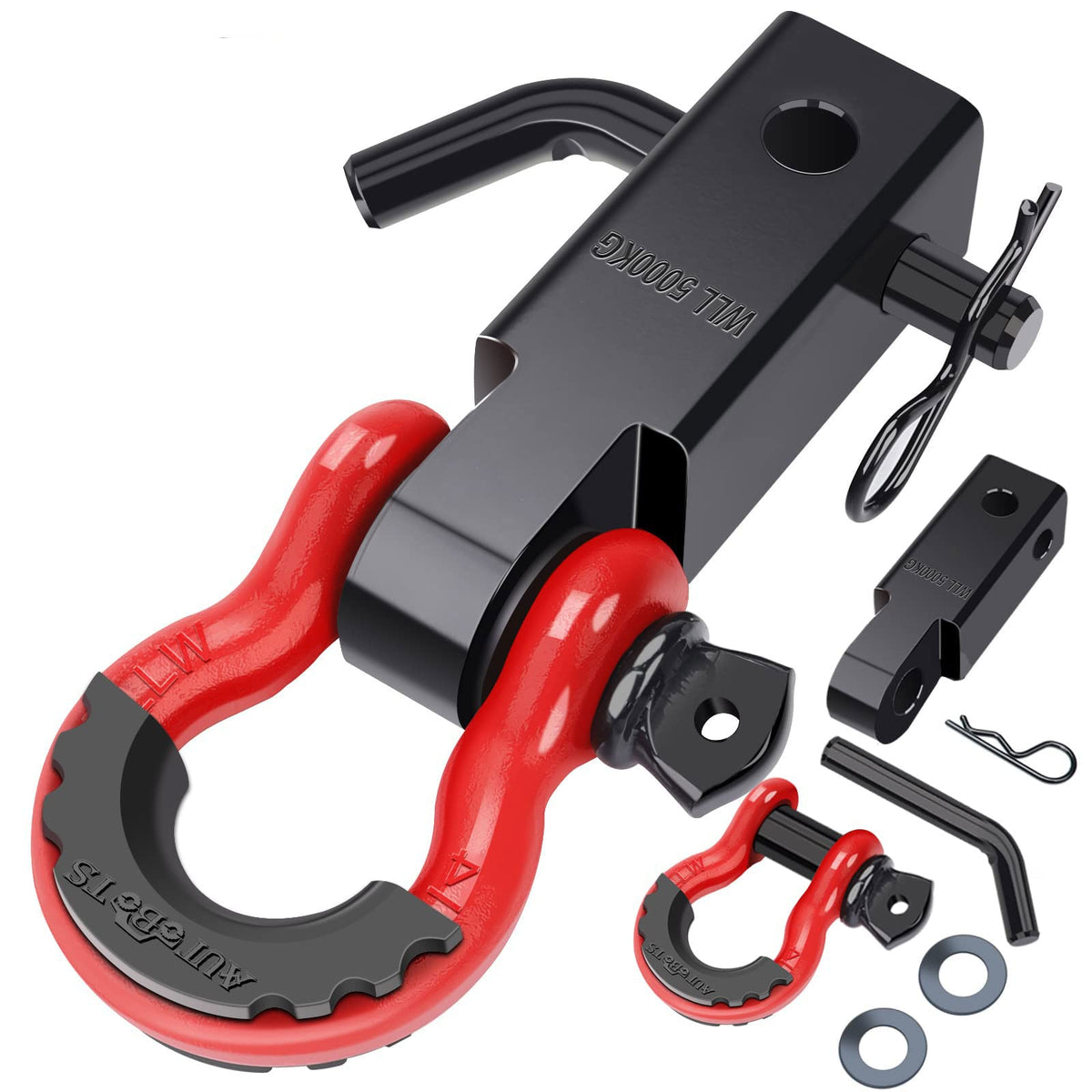 Autobots Shackle Hitch Receiver 2, 45,000 Lbs Break Strength Heavy Duty Receiver With 58 Screw Pin, 34 D Ring Shackles, Towing A