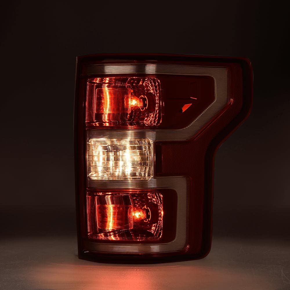 Pit66 Rear Tail Lamp Light Assembly,Compatible With Ford F150 2018 2019 2020 Red Lens Chrome Housing W/Bulbs And Wiring Harness