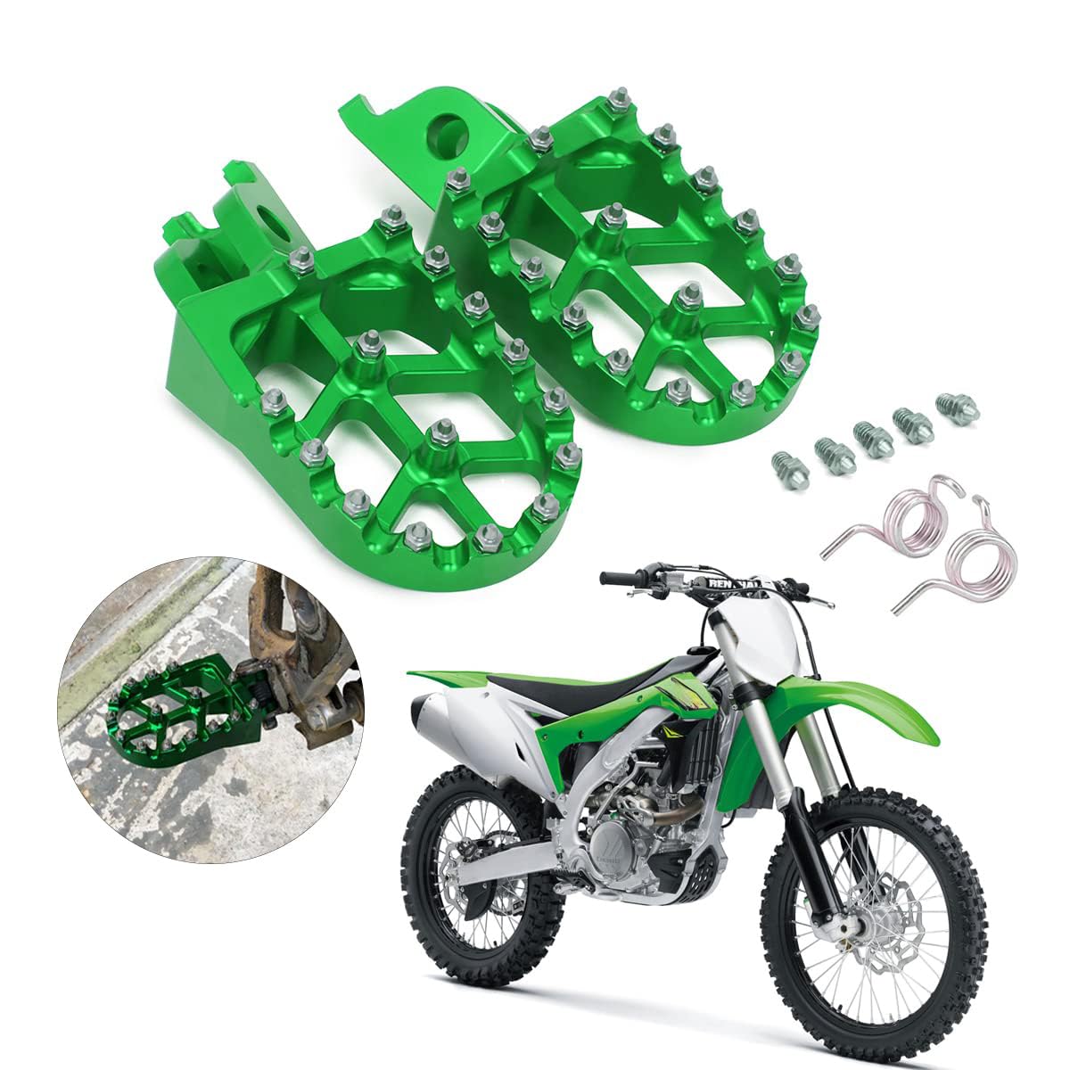 Anxin Dirt Bike Foot Pegs Footpegs Footrests Foot Pedals Rests Cnc For Kx250F 06-18 Kx250 Kx 250 19-24 Kx450F 07-18 Kx450 19-24