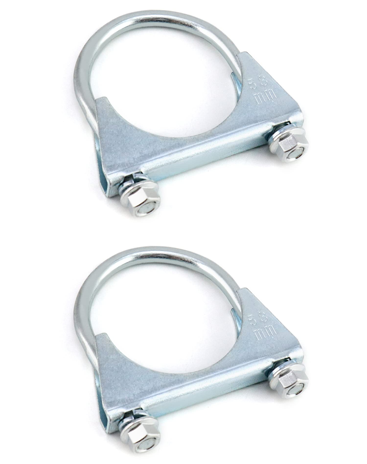Qwork U-Bolt Muffler Tip Exhaust Hook, 2-1/4'' Od 2Pcs Stainless Steel Universal Silencer Exhaust Clip