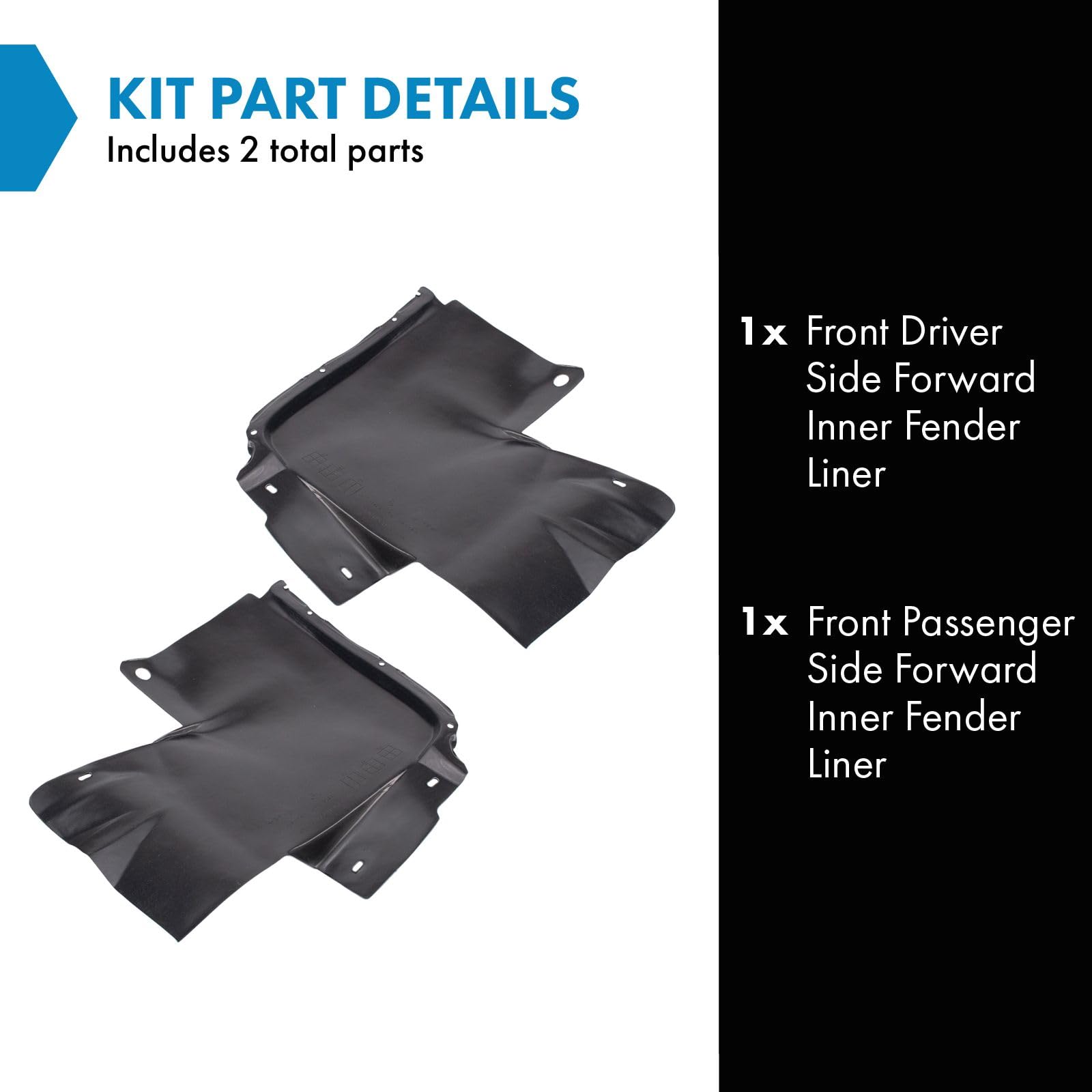 Trq Front Inner Fender Liner Set Compatible With 2000-2005 Buick Lesabre Gm1004153 Gm1005153