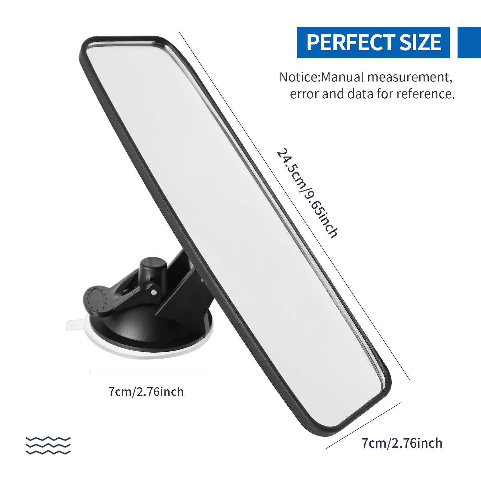 Vkinman Rear View Mirror, Adjustable Car Interior Rear View Mirror Car Seat Child Safety Mirror For Universal Cars Trucks Suv-9.64 X 2.6 Inch (White)