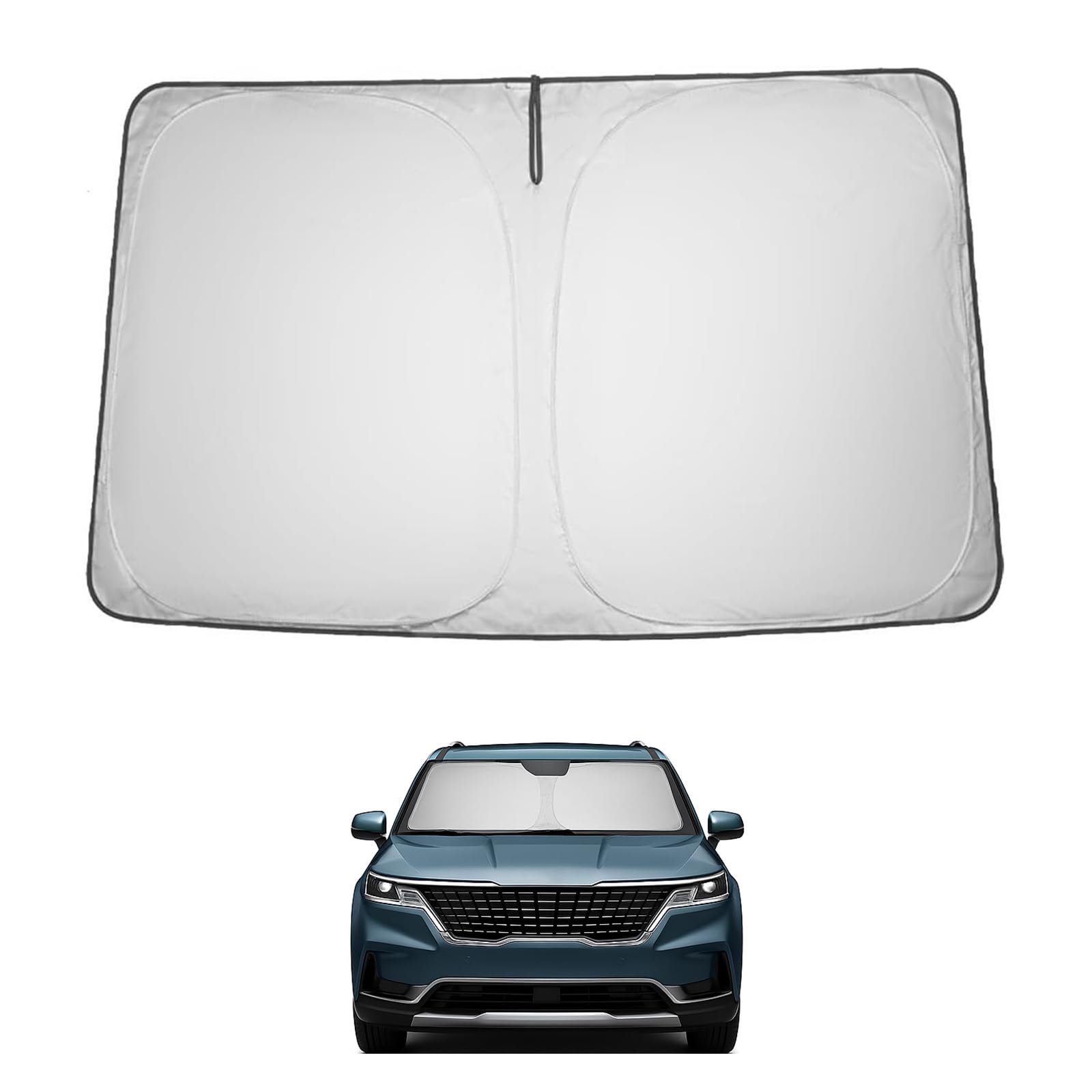Proadsy 2025 Upgrade Windshield Sun Shade Custom Fit Kia Carnival 2022-2024 2025 4-Layer Foldable Front Sunshade Protector Sun V