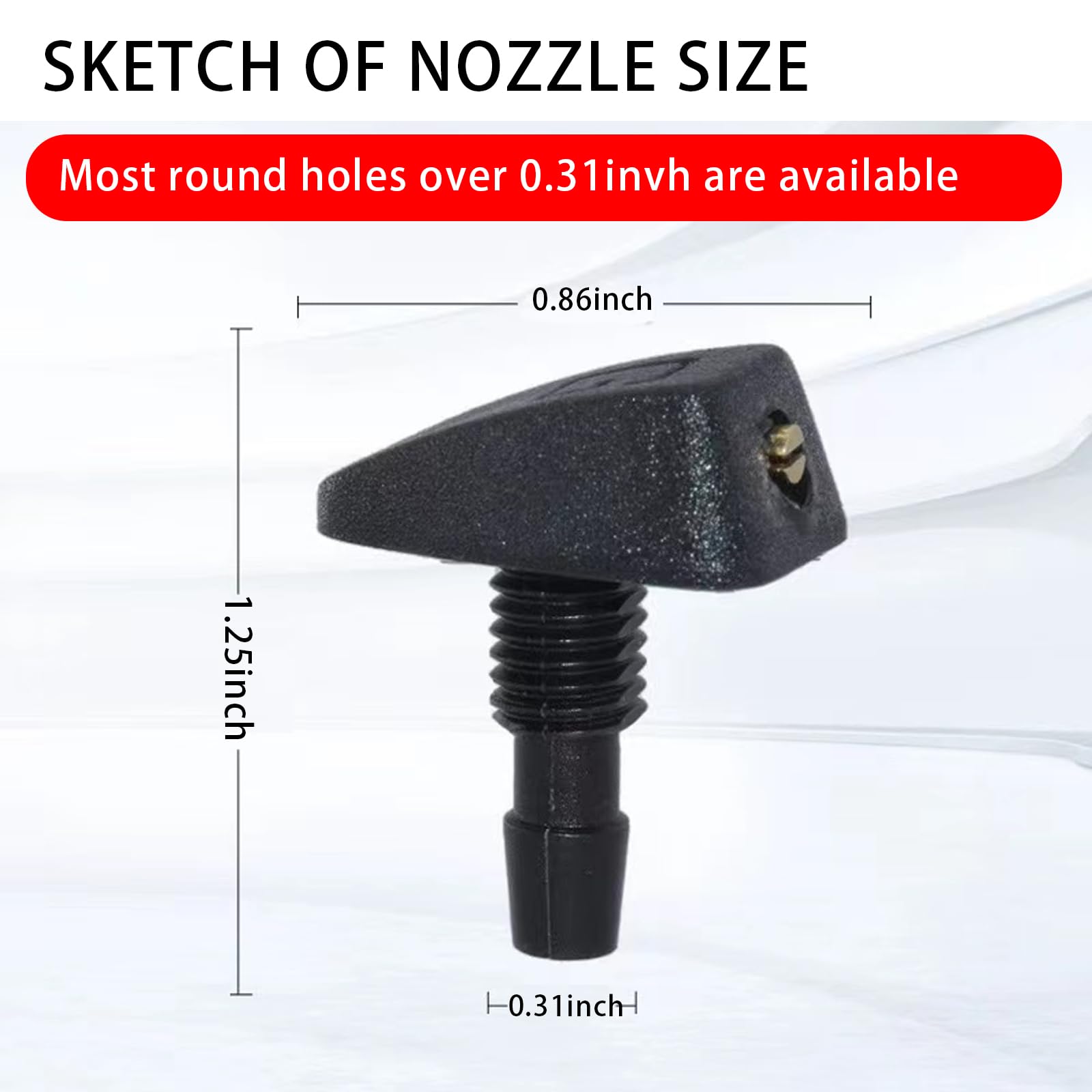 Slykew 2 Pcs Car Windshield Washer, Automotive Wiper Nozzles, Single Hole Adjustable Fan-Shaped Kit, Sprayer Head Replacement Parts, Universal For Most Cars, Trucks And Vans (Black)