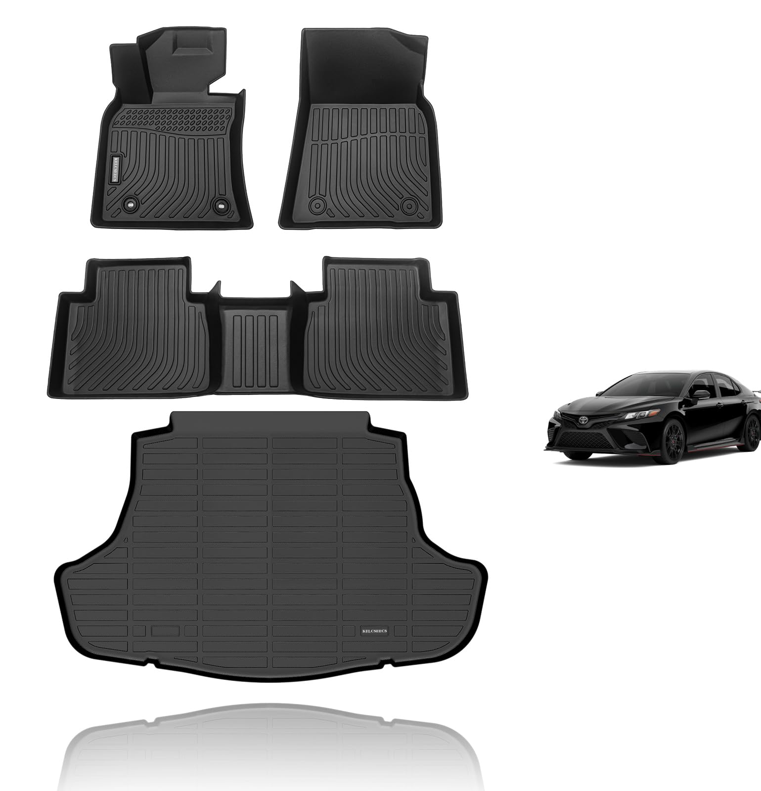KELCSEECS Floor Mats & Cargo Liner Custom for 2024 2023 2022 2021 2020 2019 2018 Camry Hybrid All Weather Car Mats Cargo Mat Tru