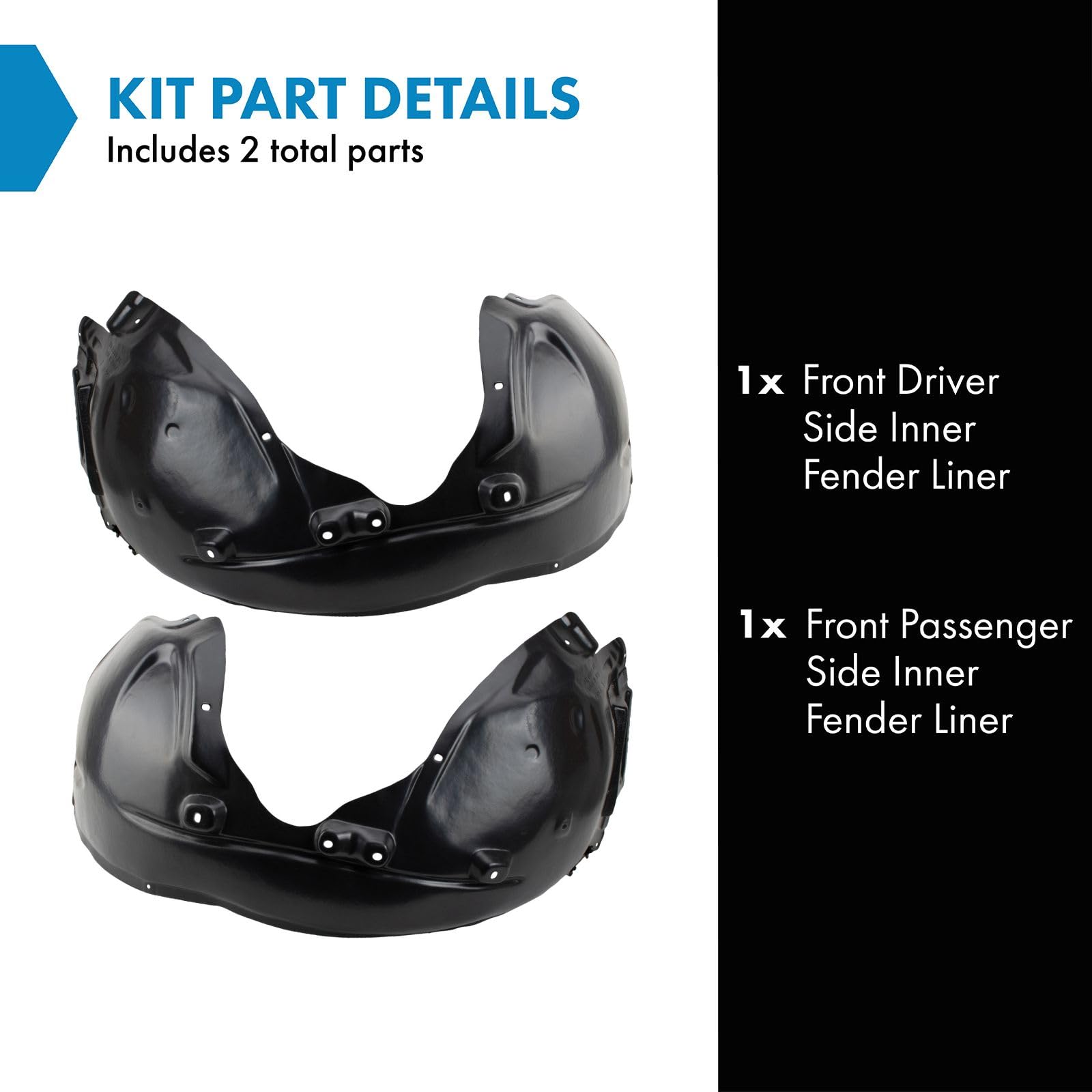 Trq Front Inner Fender Liner Set Compatible With 2015-2020 Dodge Charger Ch1248177 Ch1249177