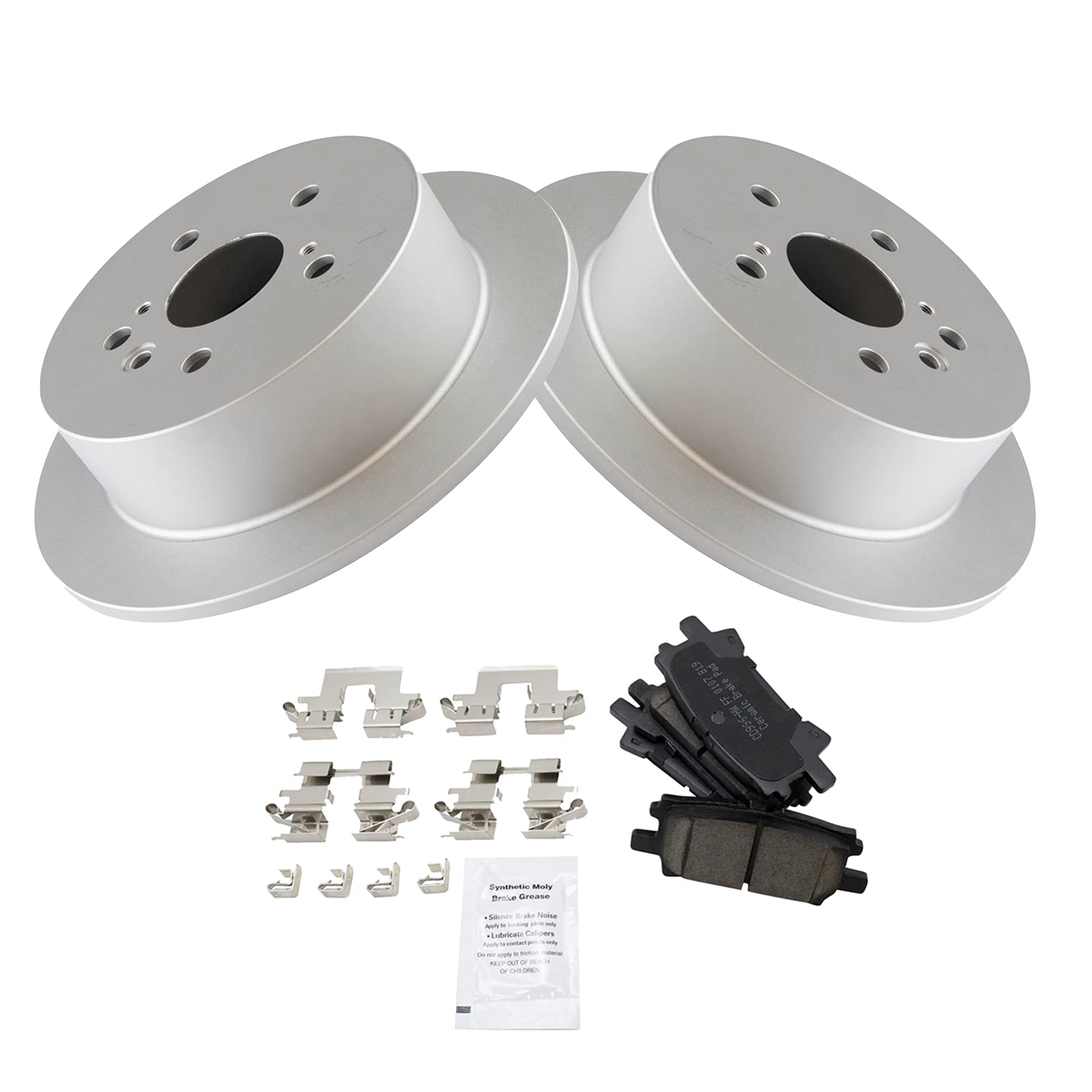 Trq Rear Brake Pad & Rotor Kit Brake Pads Brake Rotor Ceramic Premium G-Coated Compatible With 2004-2006 Lexus Rx330 2007-2009 R