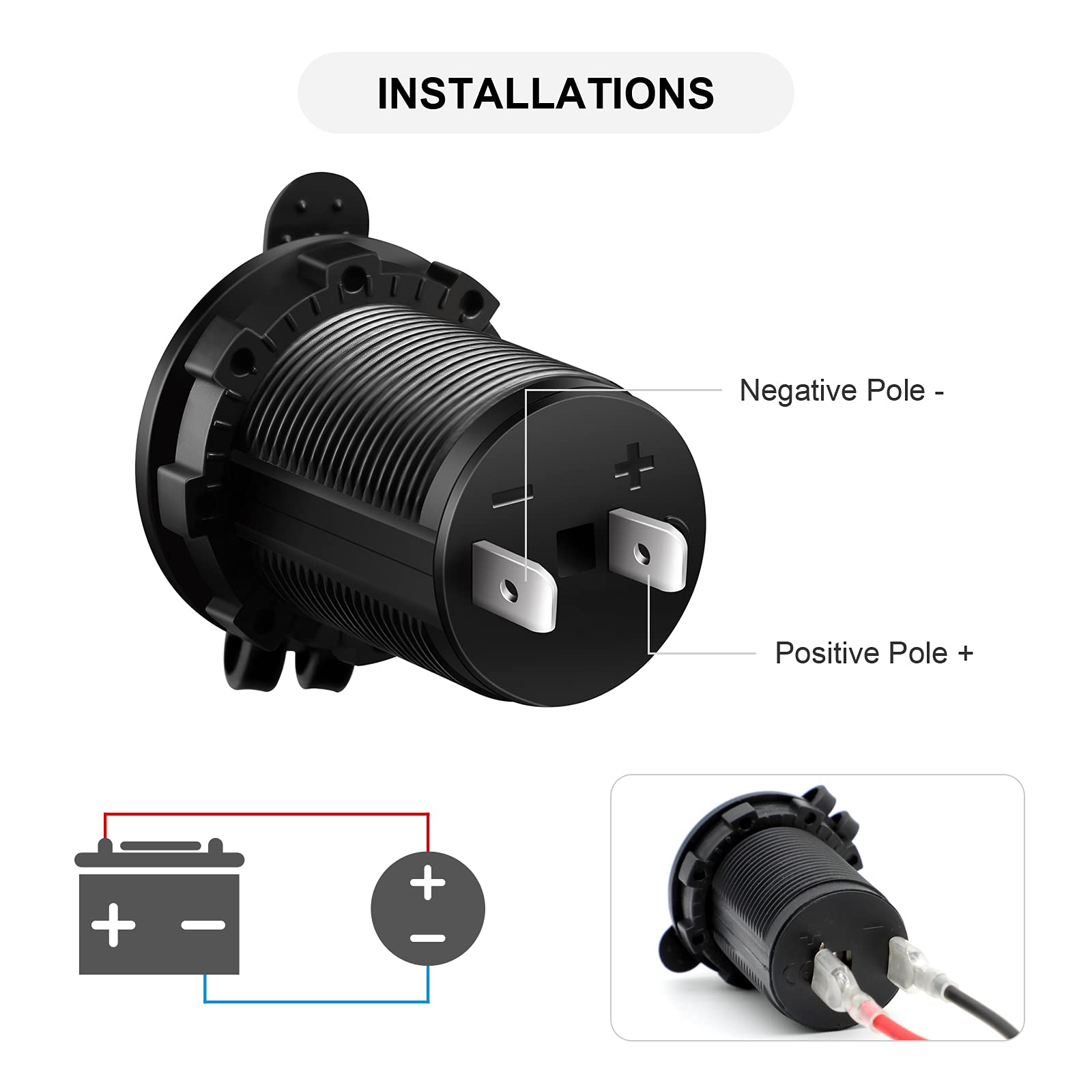 12V Cigarette Lighter Socket, 2 Pack Car Marine Motorcycle Atv Rv Lighter Power Outlet Socket Replacement 12 Volt Waterproof Plu