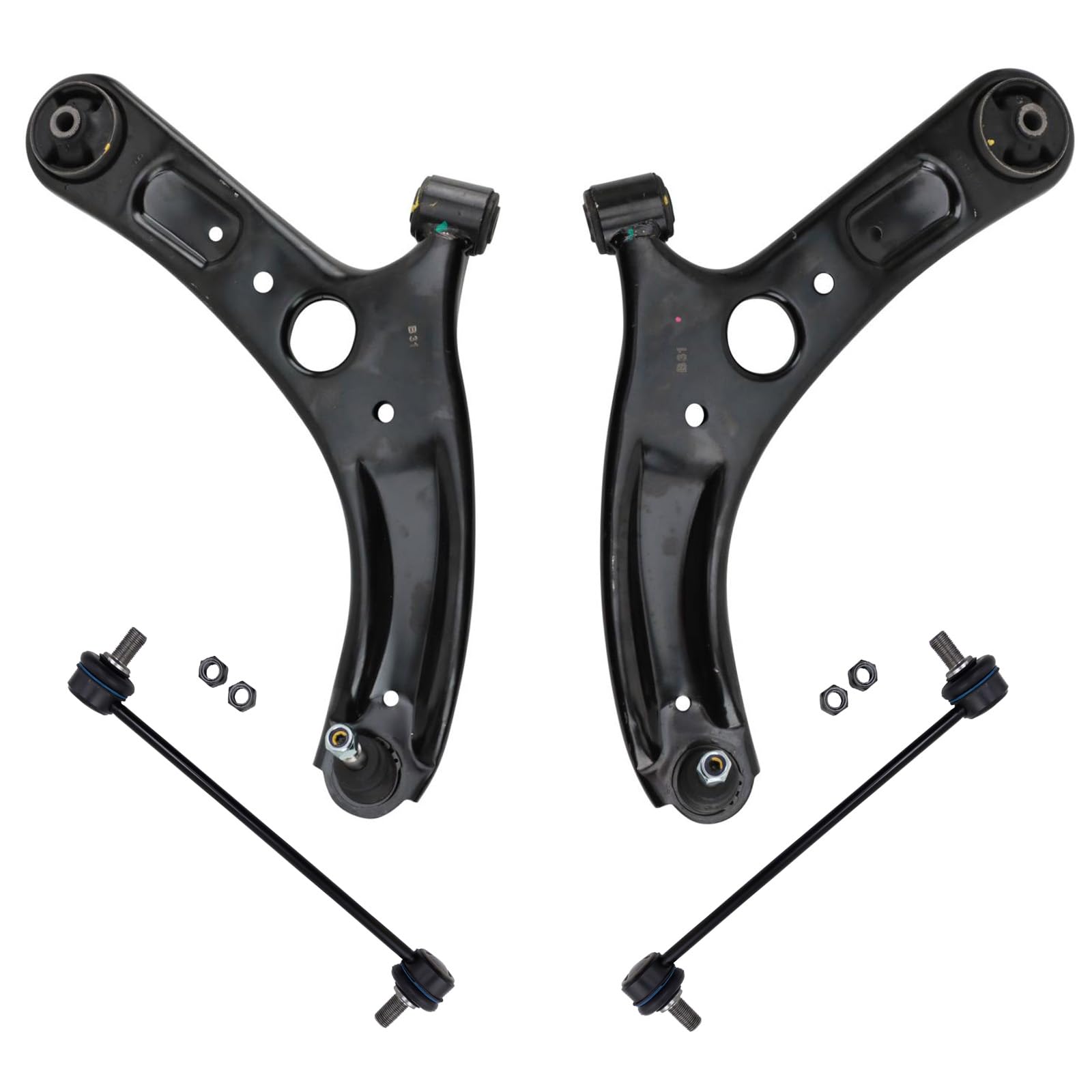 Trq Front Suspension Kit Control Arm With Ball Joint Sway Bar Stabilizer Link Compatible With 2014-2018 Kia Forte 2014-2016 Fort