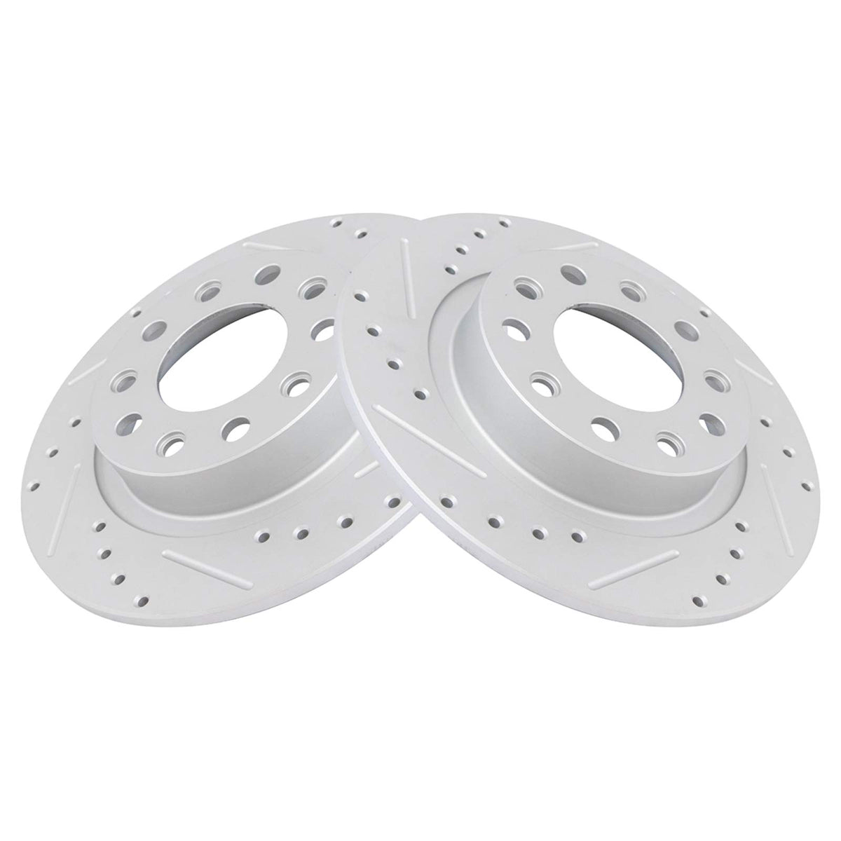 Trq Rear Performance Brake Rotors Set Solid Premium G-Coated Cross Drilled & Slotted Compatible With 2013-2016 Dodge Dart