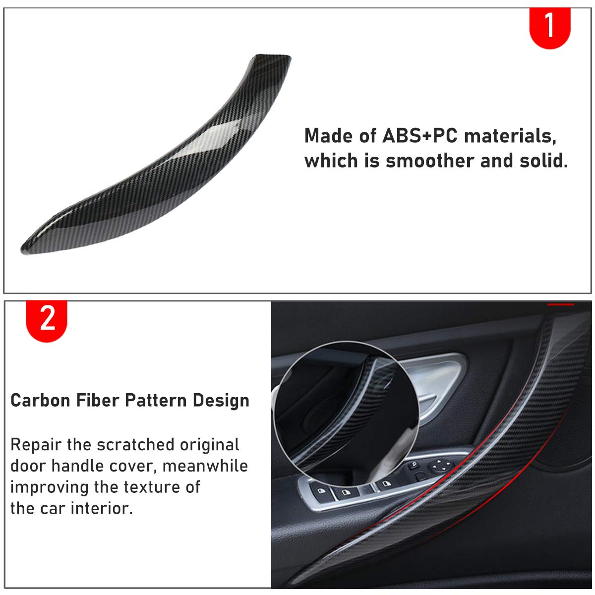 Jaronx ABS Carbon Fiber Door Handle Outer Cover Replacement Compatible with BMW 3’ F30/F31 2012-2018 and 4’ F32/F33 2014-2017,Carbon Fiber Pattern Left Driver Side Door Handle Cover (Left)