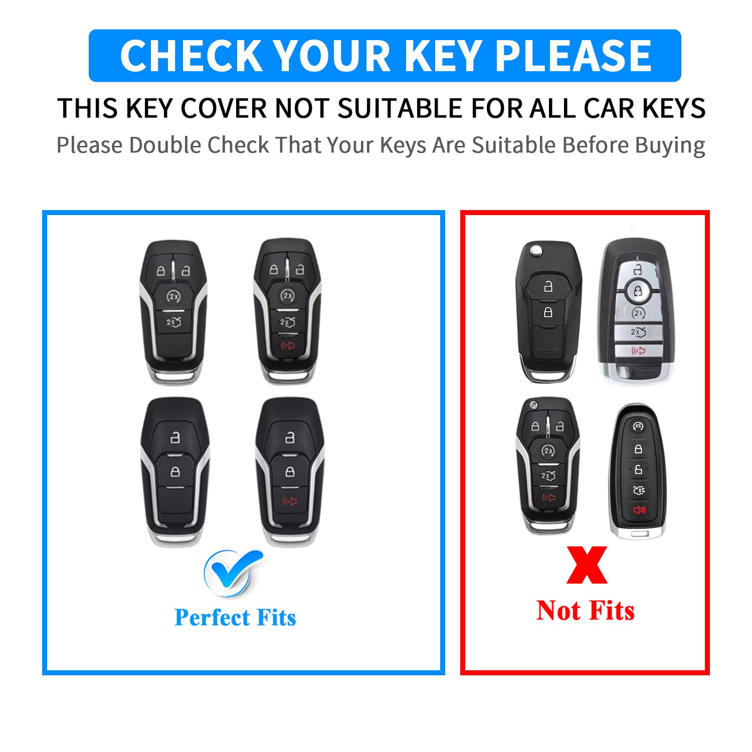 Qbuc For Ford Key Fob Cover,Carbon Fiber Car Key Case Protector With Keychain Compatible With With Ford Fusion F-150 Edge Explor