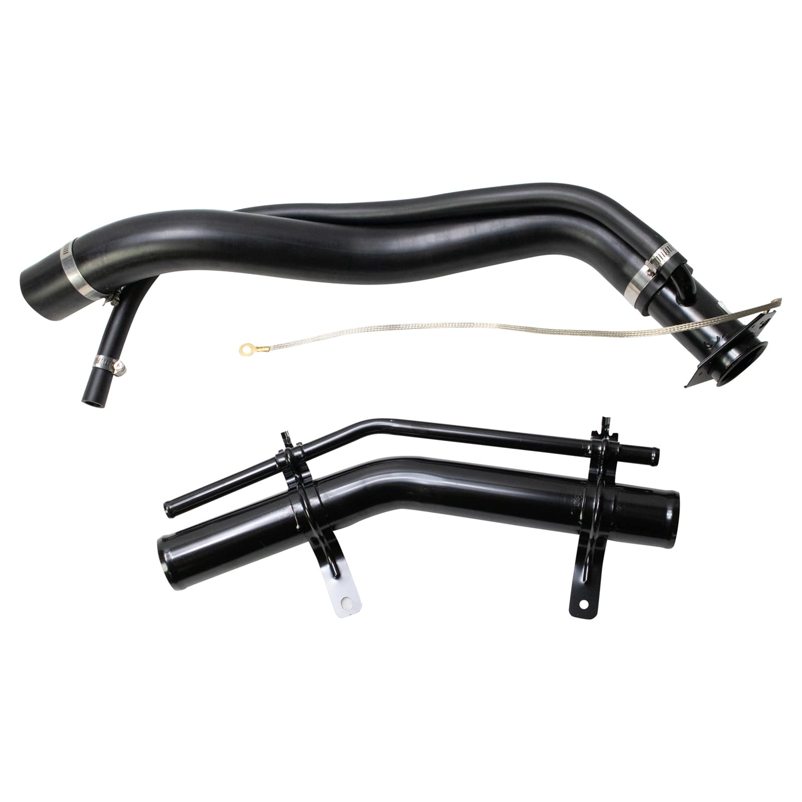 Trq Upper & Lower Fuel Tank Filler Neck Black Compatible With 2002-2003 Cadillac Escalade Ext Chevrolet Avalanche 1500 2000-2003