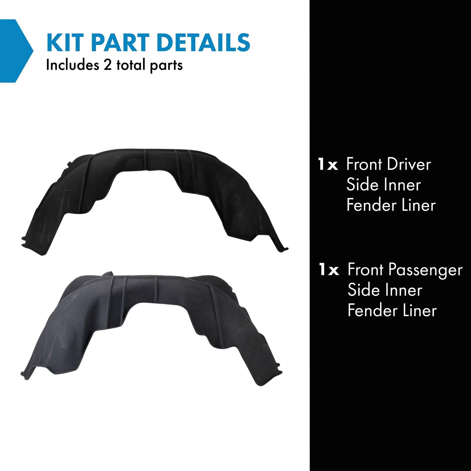 Trq Front Inner Fender Liner Set Compatible With 2016-2018 Chevrolet Silverado 1500 2019 Silverado 1500 Ld Gm1248280 Gm1249280