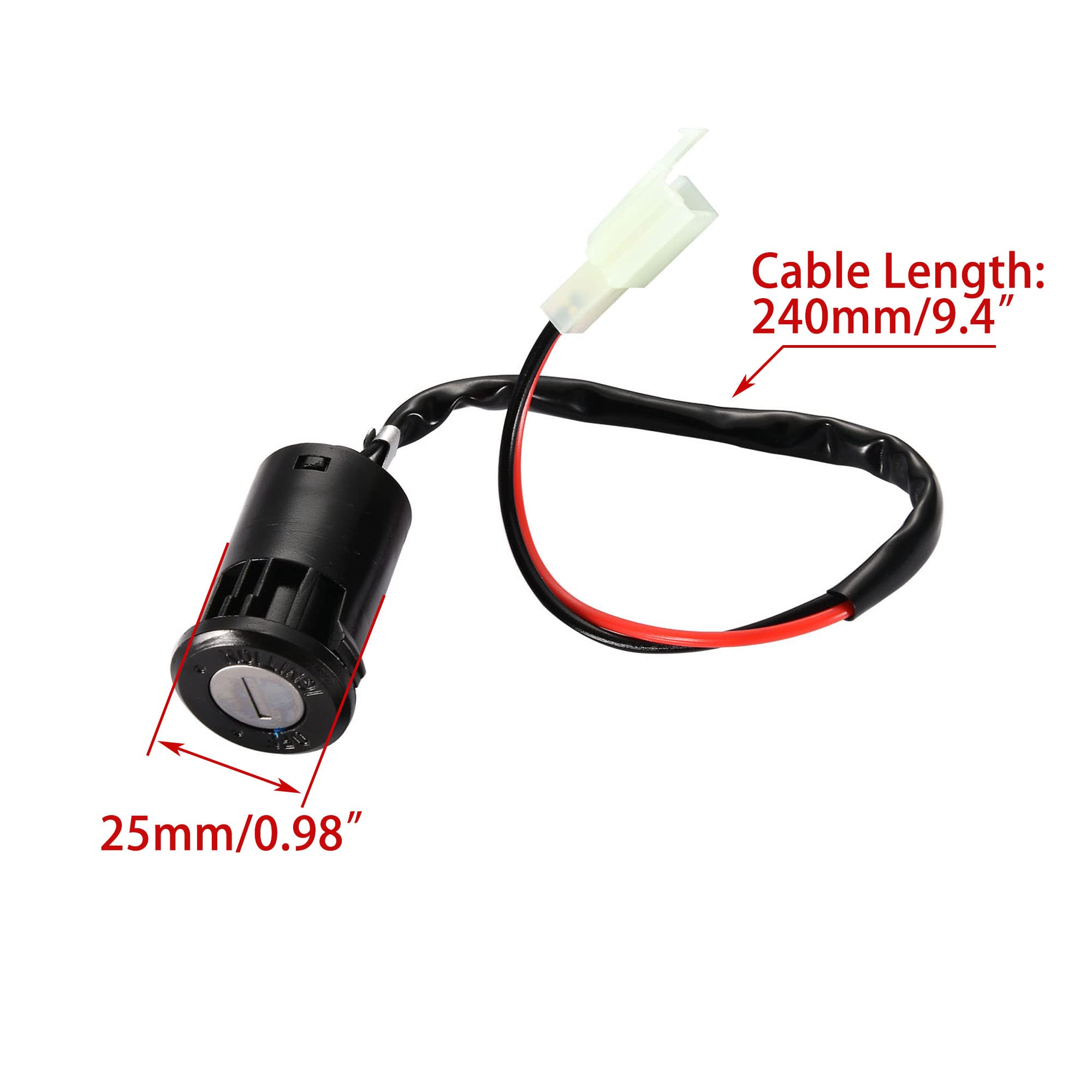 WOOSTAR 2 Wire Ignition Key Switch - On/Off Replacement for 50cc-250cc Electric Scooters, Go Karts, ATVs, and Quads