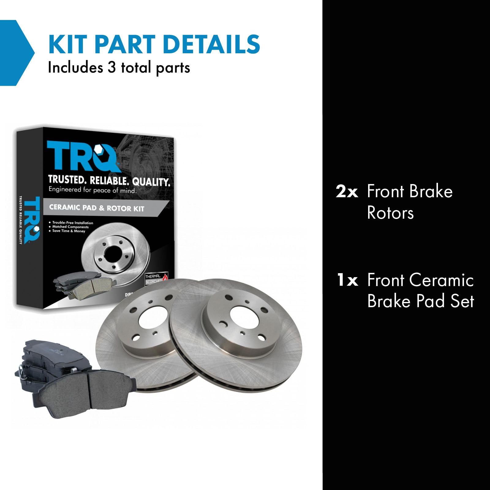 Trq Front Brake Pad & Rotor Kit Brake Pads Brake Rotor Ceramic Compatible With 1993-1997 Geo Prizm Toyota Corolla