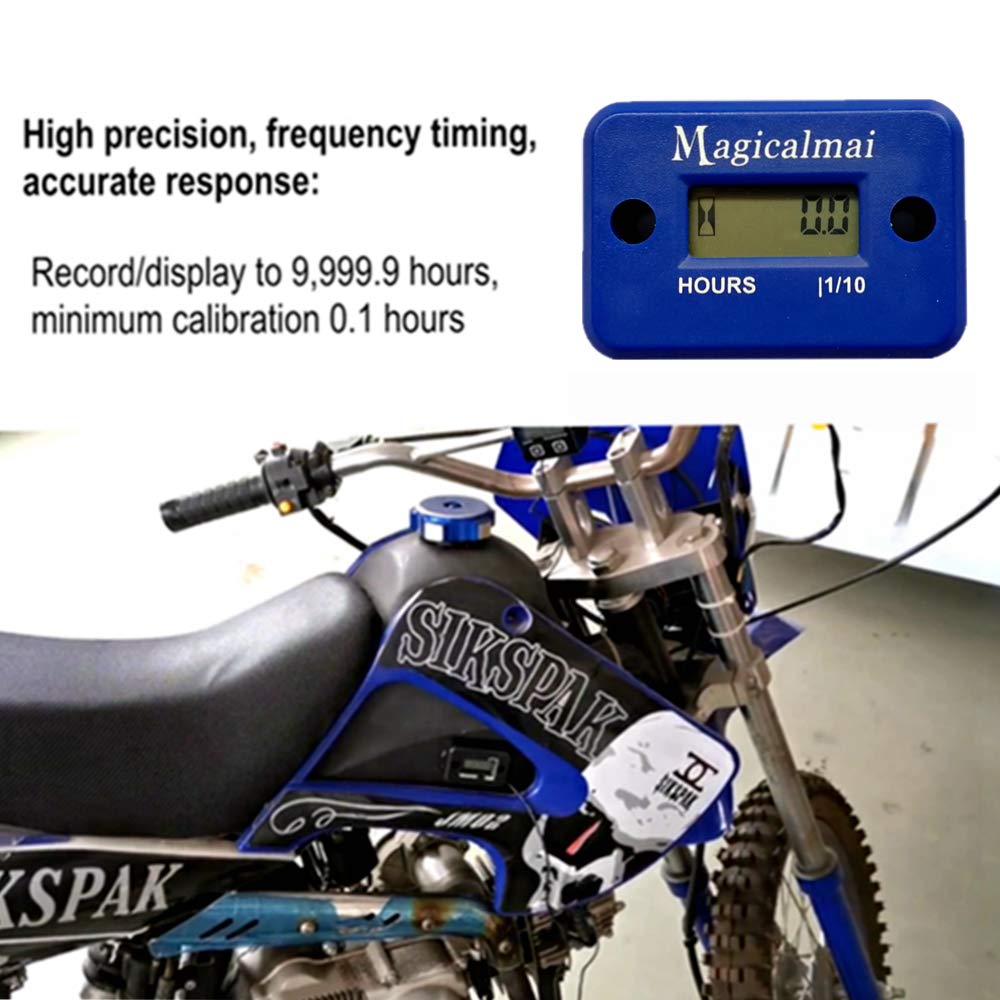 Magicalmai Inductive Hour Meter For Gas Engine Generator Lawn Mower Pressure Washer Marine Atv Boat Outboard Motor Dirt Bike Motorcycle Waterproof Hr Meters - Blue